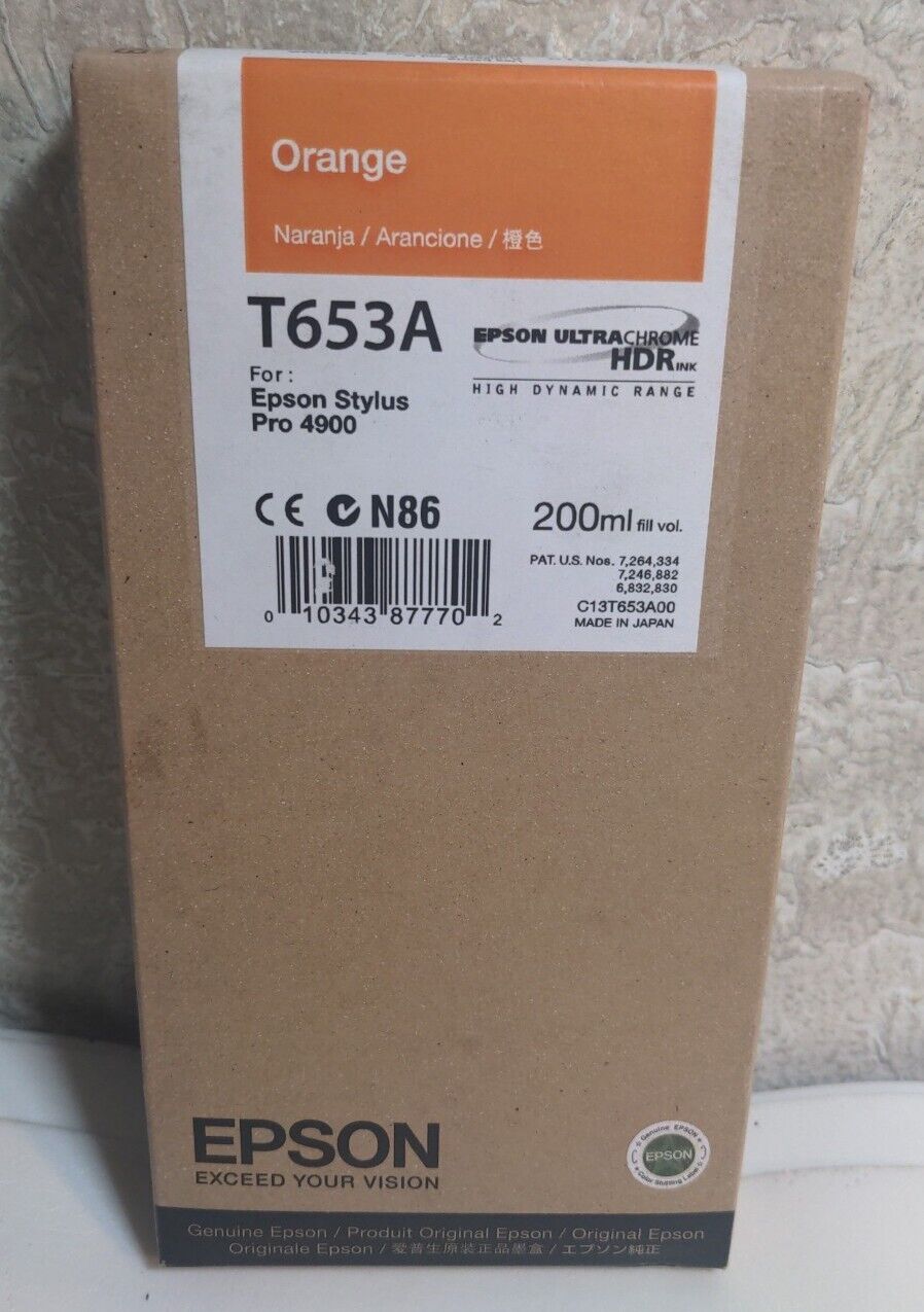 12-2013 New Genuine Epson T653A 200ml Orange Ultrachrome HDR Ink 4900