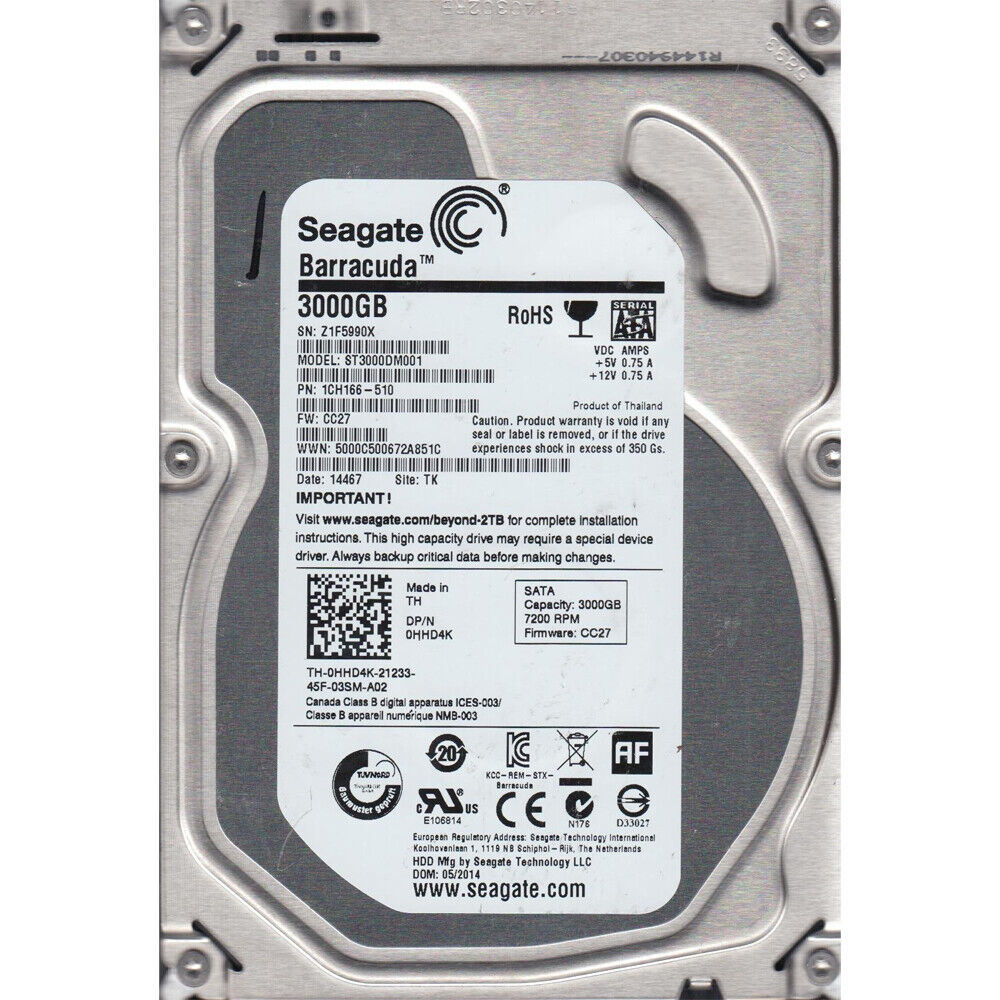 Seagate Barracuda 3TB 7,200RPM SATA LFF Hard Disk Drive