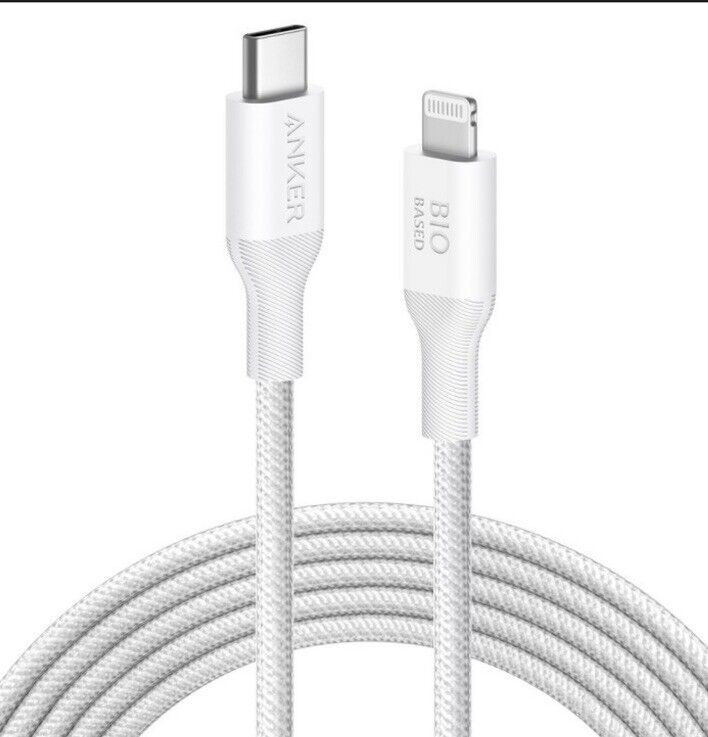 Anker 10ft Bio-Braided Lightning to USB-C ECO Friendly Fast Charging Cable Whit