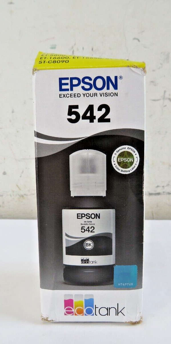 Epson 542 Black High Yield Pigment EcoTank Refill Ink Bottle Best By: 04/2028