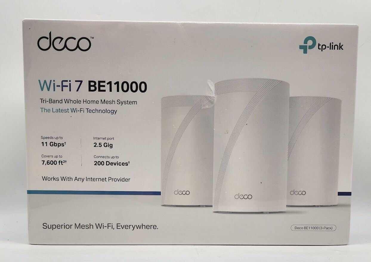 TP-Link - Deco BE11000 Multi-Gig Whole Home Mesh Wi-Fi 7 System (3-Pack) - White