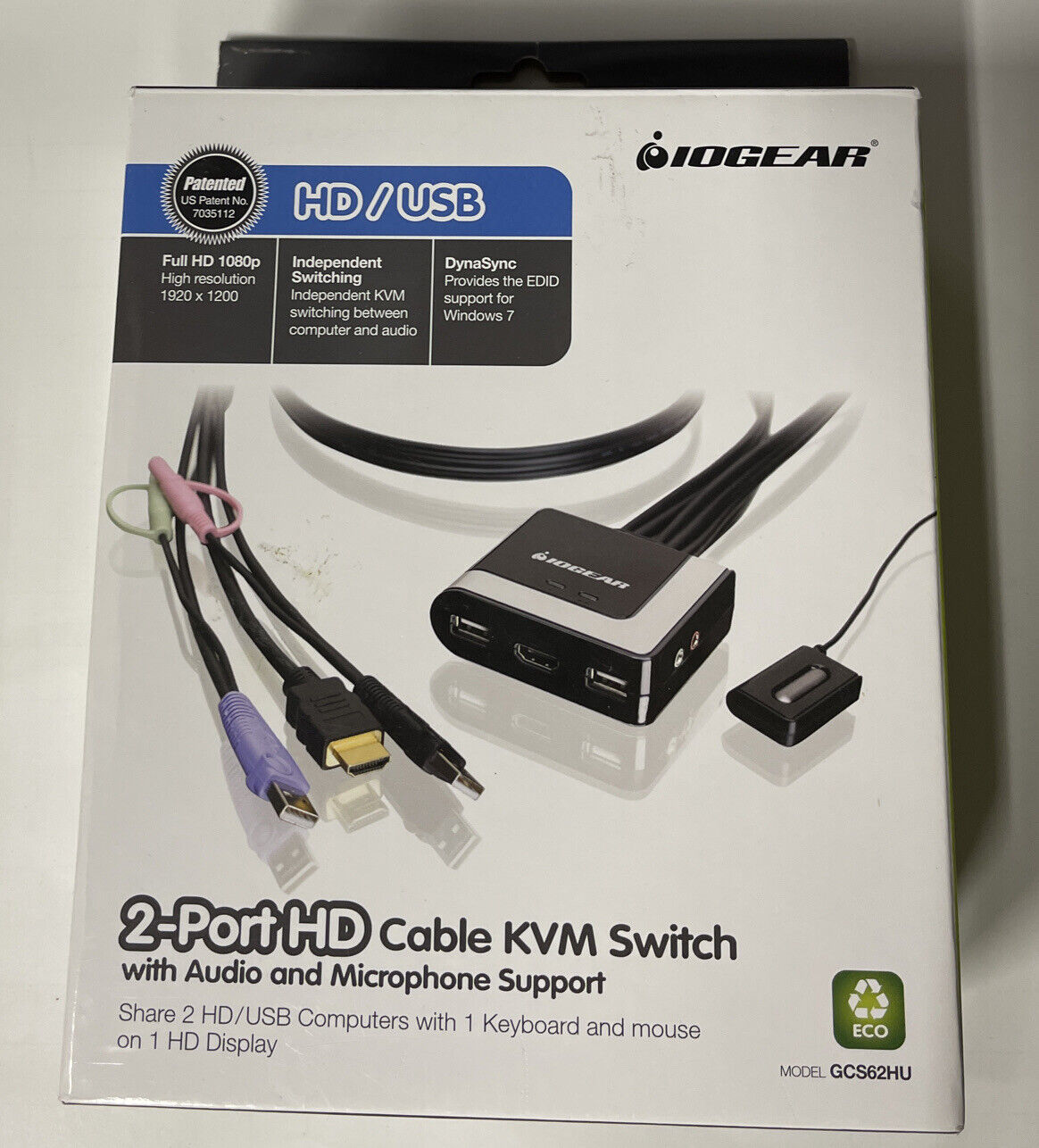 IOGEAR - GCS62HU - 2-Port HDMI KVM Switch Audio & Mic Support HD 1080p w/Cables