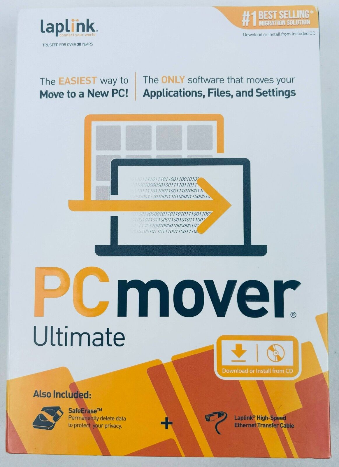 Laplink PCmover Ultimate Software With High Speed Ethernet Cable