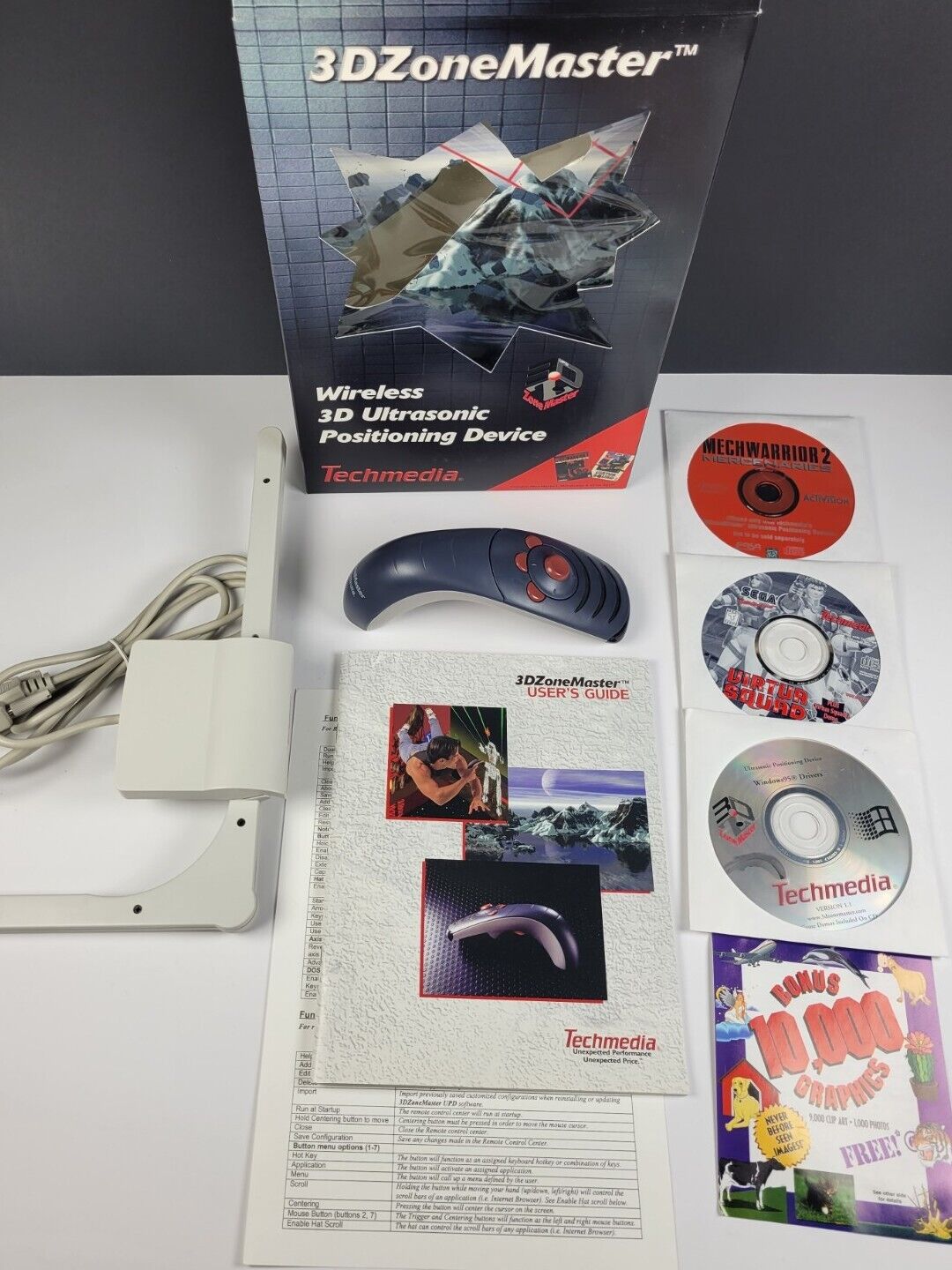 Vintage Wireless 3D Zone Master UPD Joystick Mouse Remote  SEGA GAMES Bundle 