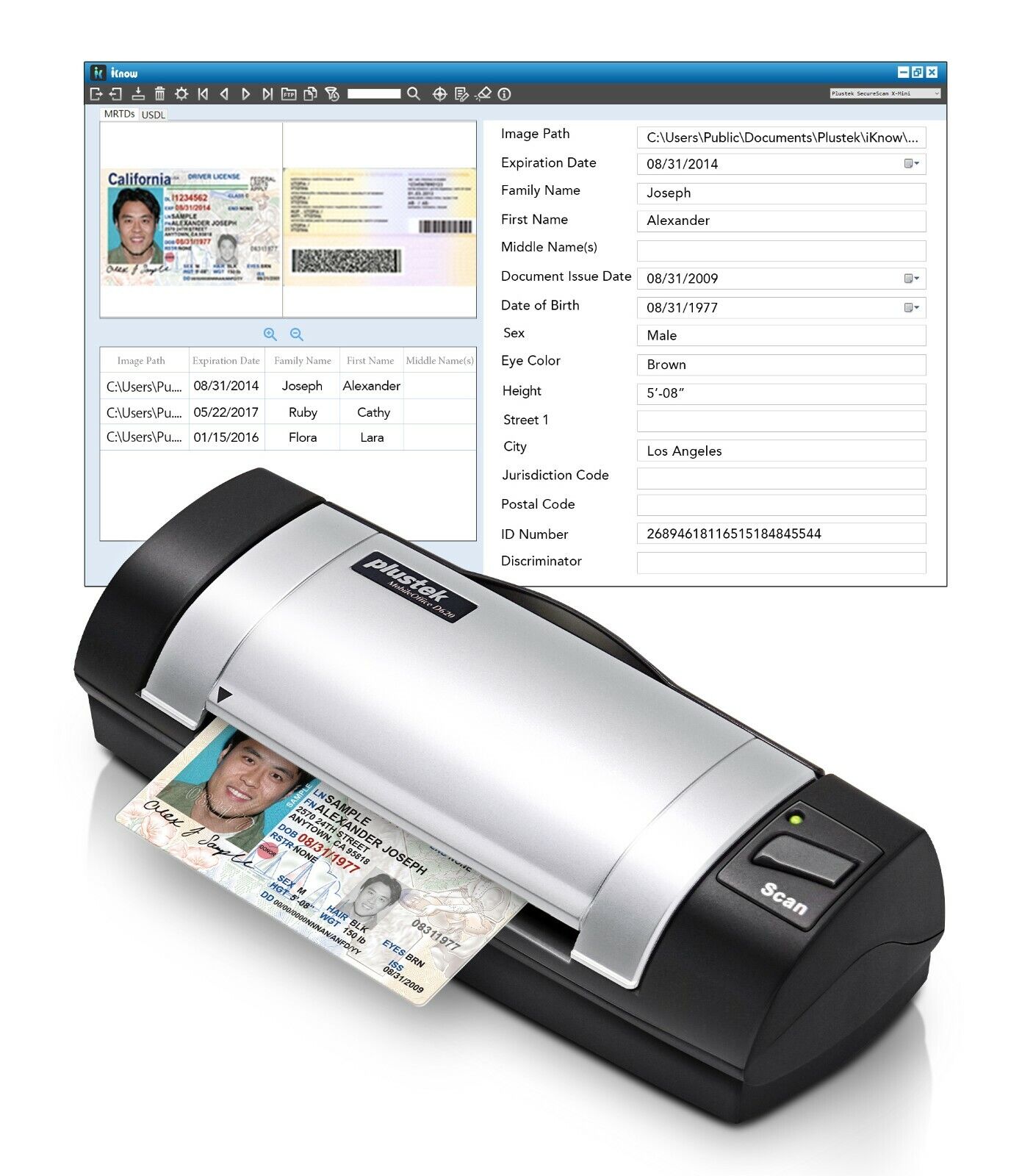 Plustek D620i Scanner Automatically Reads US Driver's License, ID Card, Win only