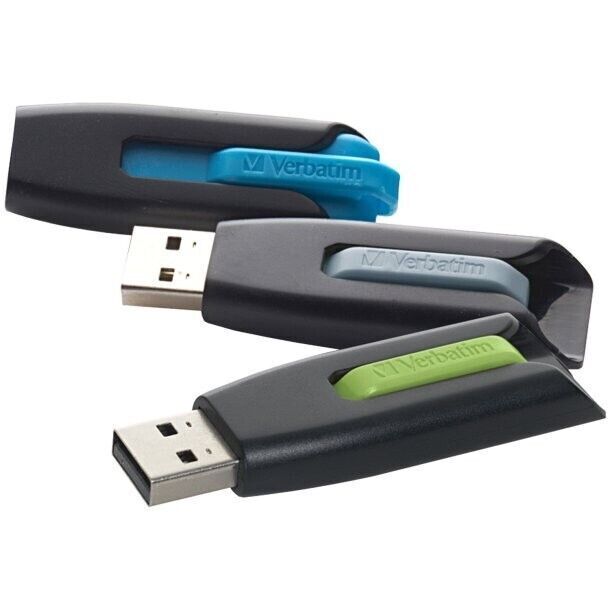 PE Verbatim Store N Go V3 USB 3.0 16GB Flash Drive 3-Pack Blue (99126)