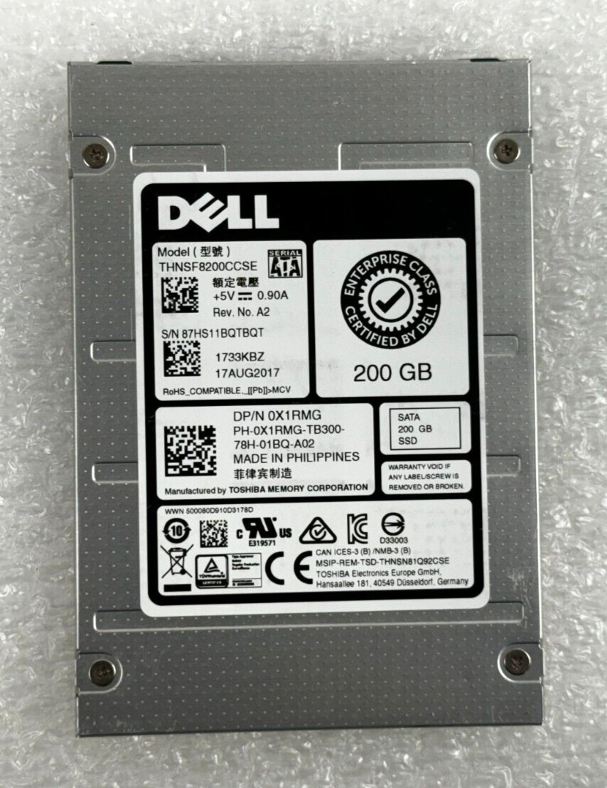 Dell 0X1RMG Toshiba THNSF8200CCSE 200GB 6G SATA 2.5