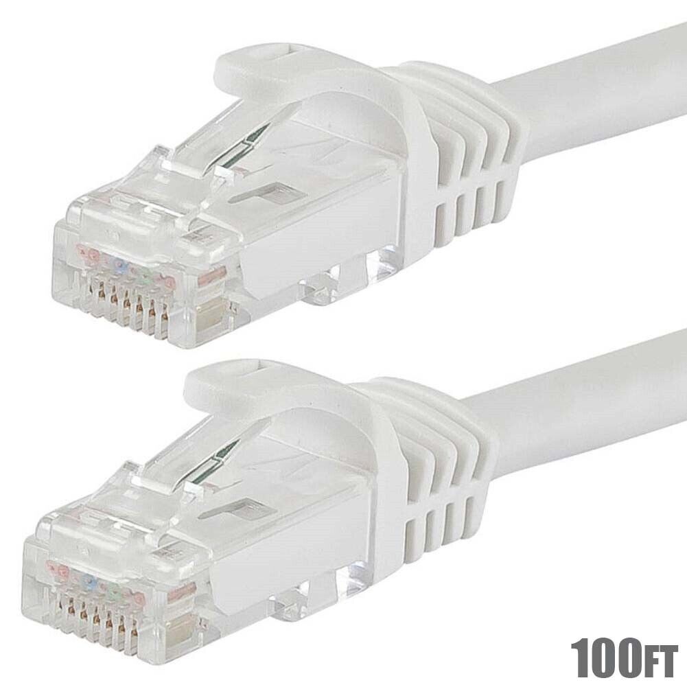 100FT CAT6 RJ-45 Ethernet LAN Network Patch Cable UTP Copper Wire 24AWG White