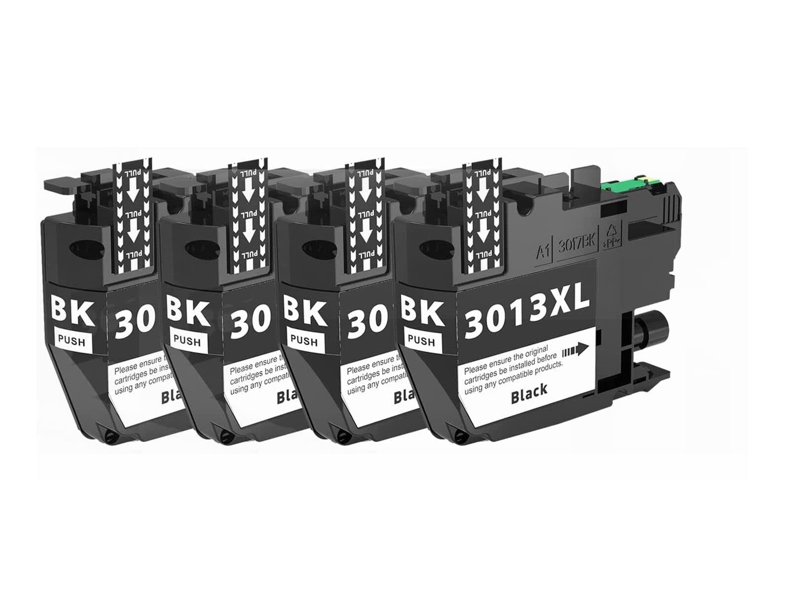 Brother LC3013 / LC3011 Compatible Ink Cartridge 4-Pack, High Yield Black