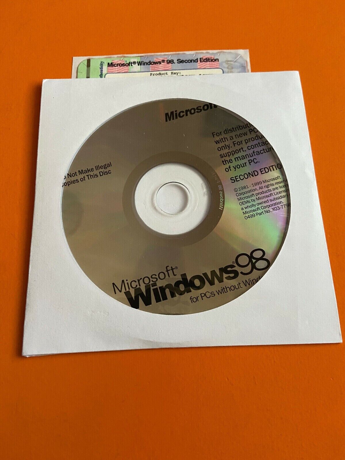 Microsoft Windows 98 Second Edition Operating System SE NOT 4 (Virtual Machine)