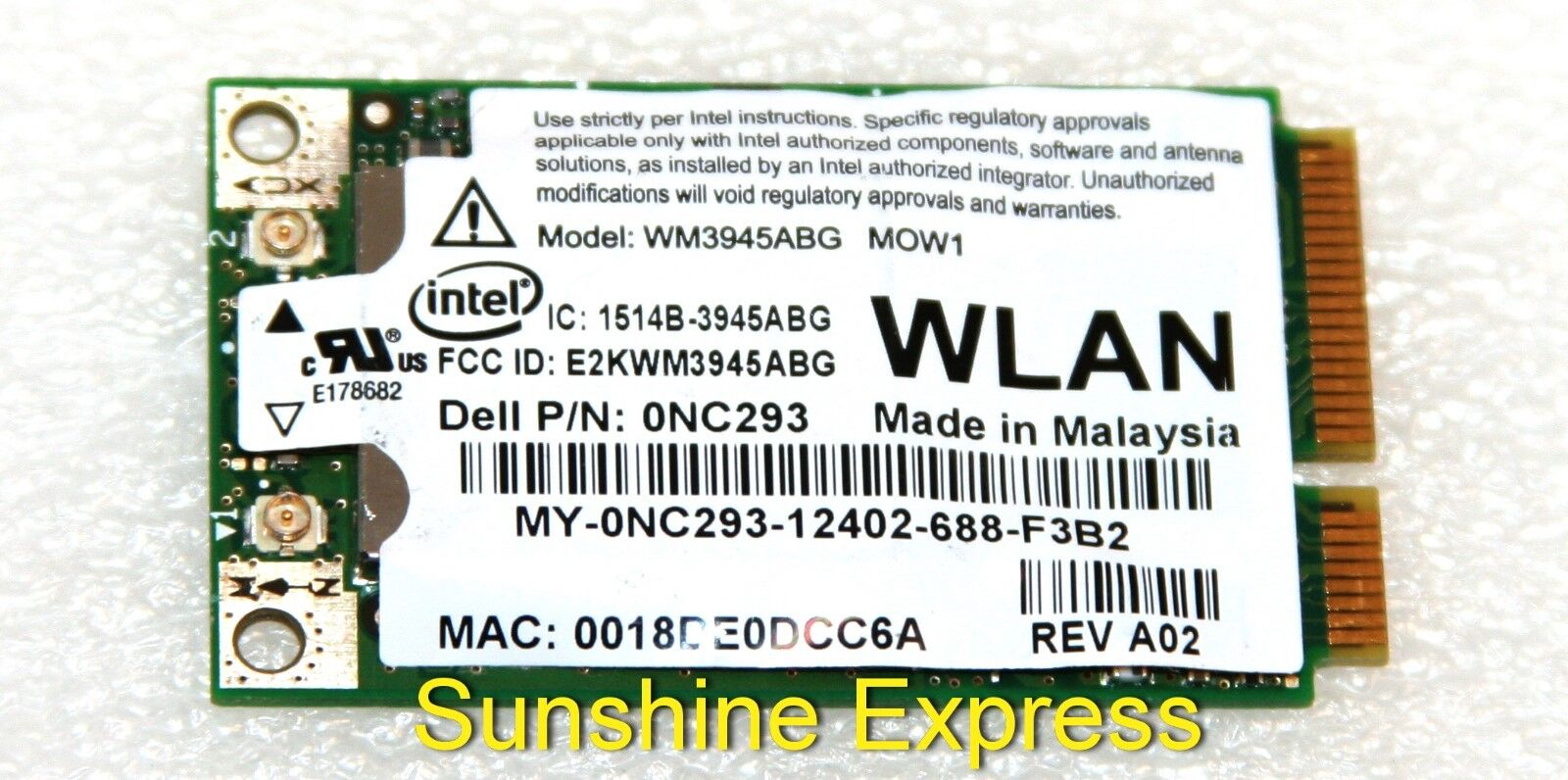 OEM Dell NC293 Intel PRO/Wireless 3945ABG 802.11a/b/g WLAN WiFi Card WM3945ABG