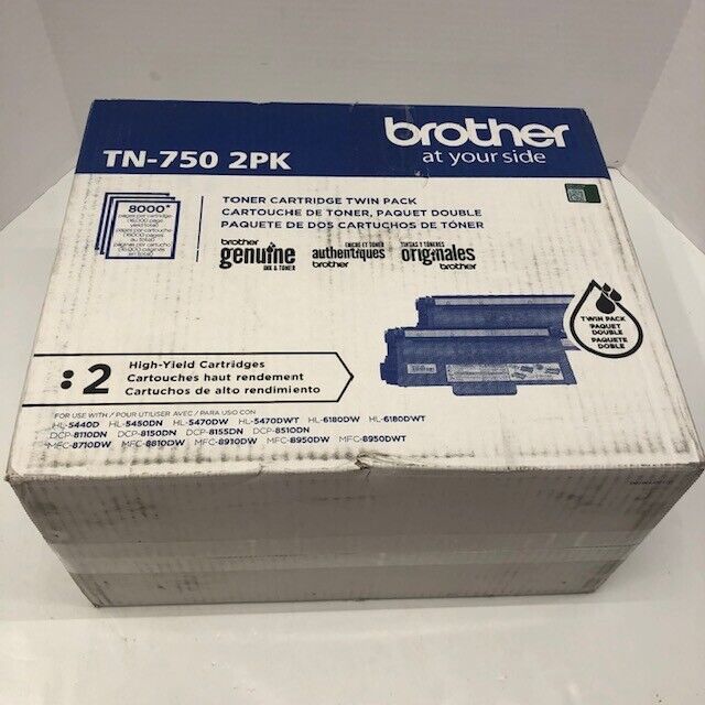 Brother TN750 2pk Black Toner Cartridges High Yield TN-750 2PK - WEIGHS FULL