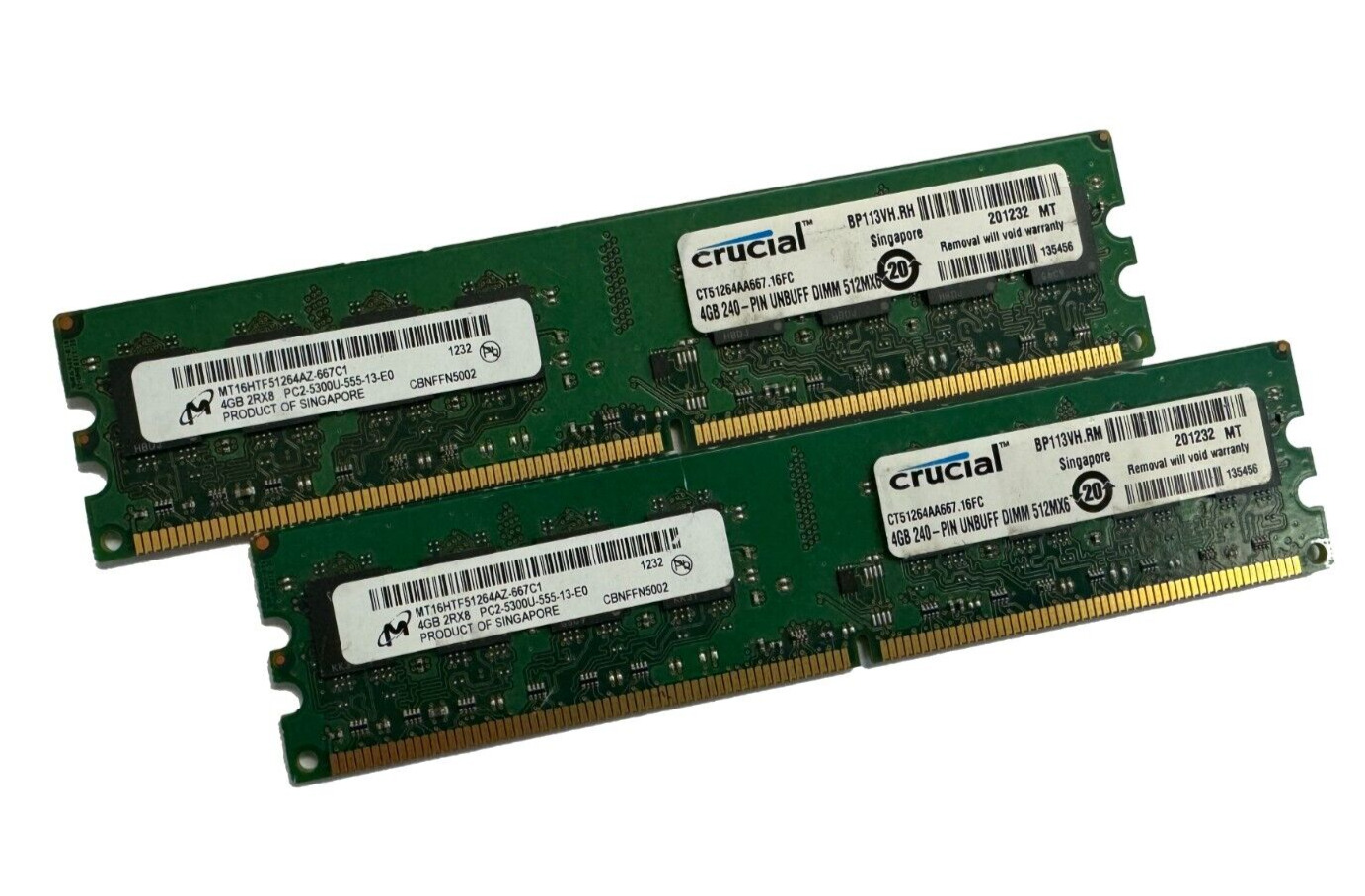 Crucial 8GB 2x 4GB PC2-5300 667MHz Non-ECC Desktop Memory DIMM DDR2 CT51264AA667