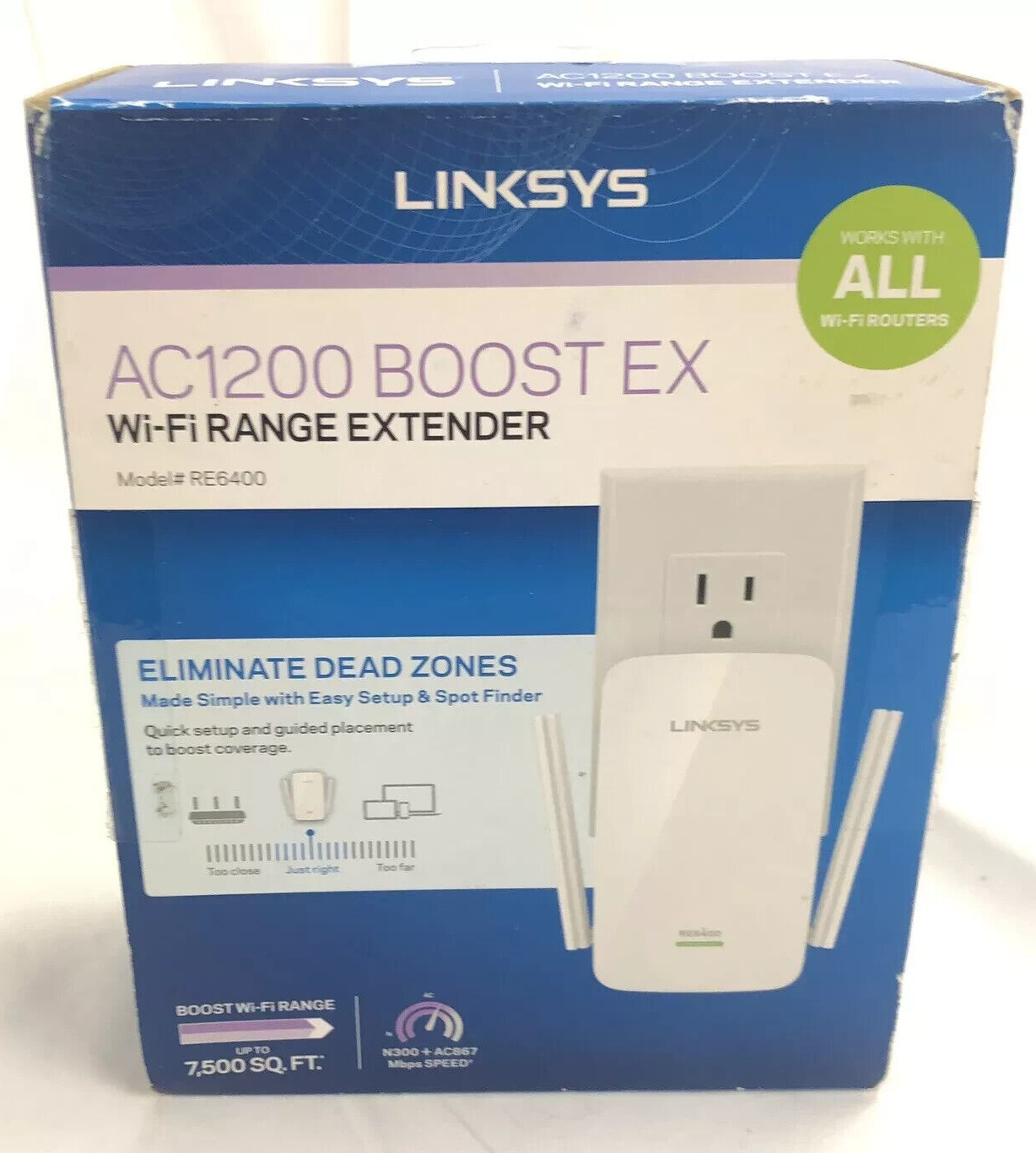 OB Linksys Wi-Fi Range Extender RE6400 AC1200  TESTED 