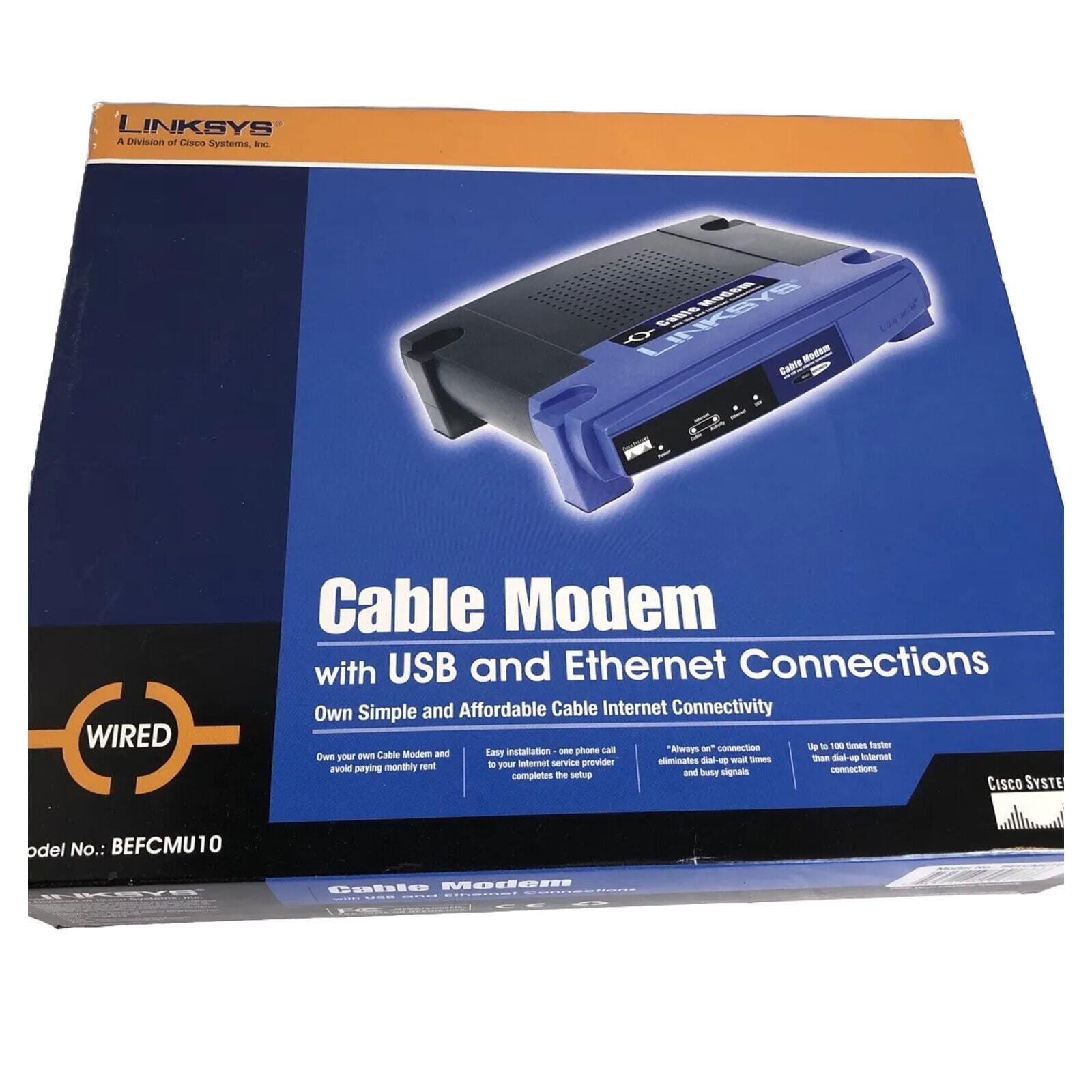 Linksys EtherFast Cable Modem with USB & Ethernet Connections BEFCMU10 Cisco