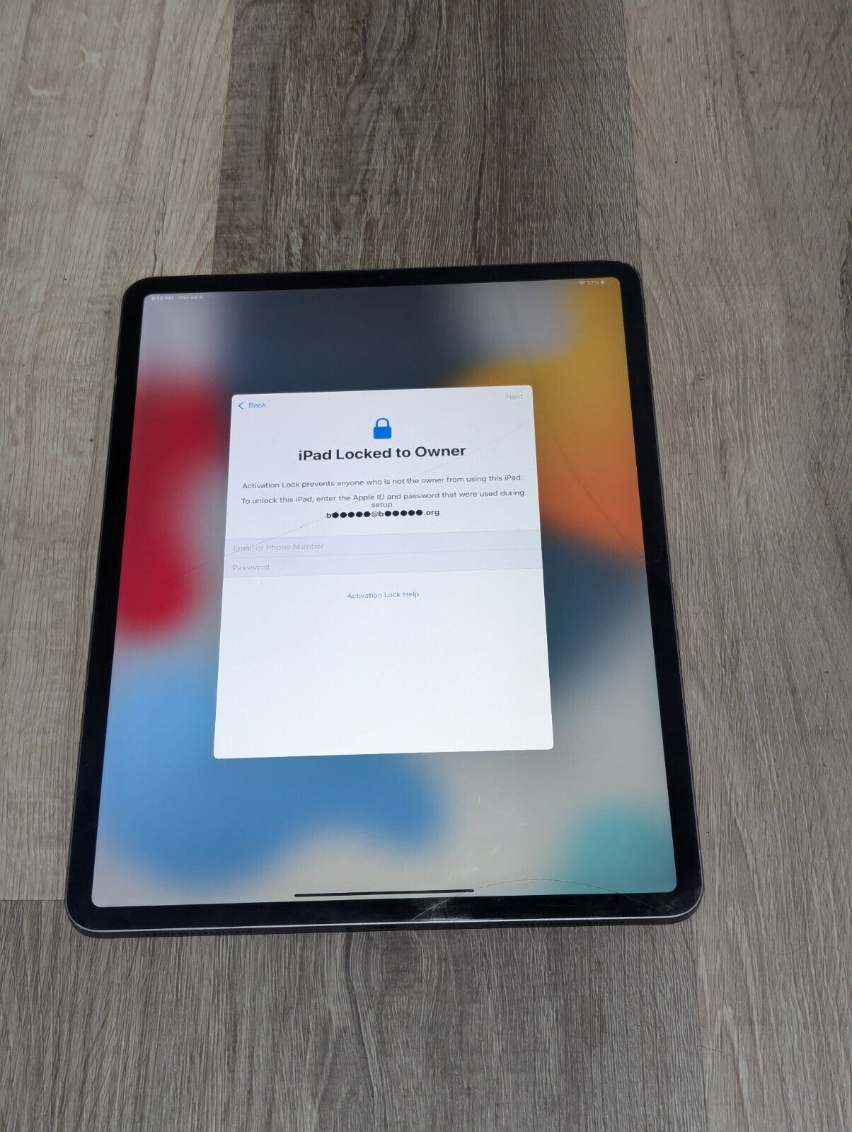 Apple iPad Pro 3rd Gen. 256GB, Wi-Fi, 12.9 in -Space Gray (Broken screen-Locked)