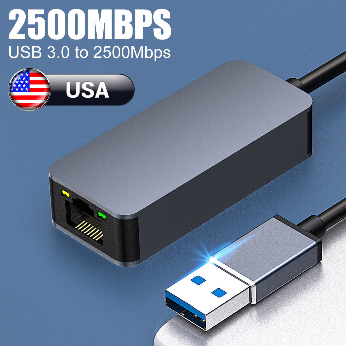 2500Mbps 2.5G USB Ethernet Adapter To 2.5 Gigabit RJ45 LAN Network Adapter Cable