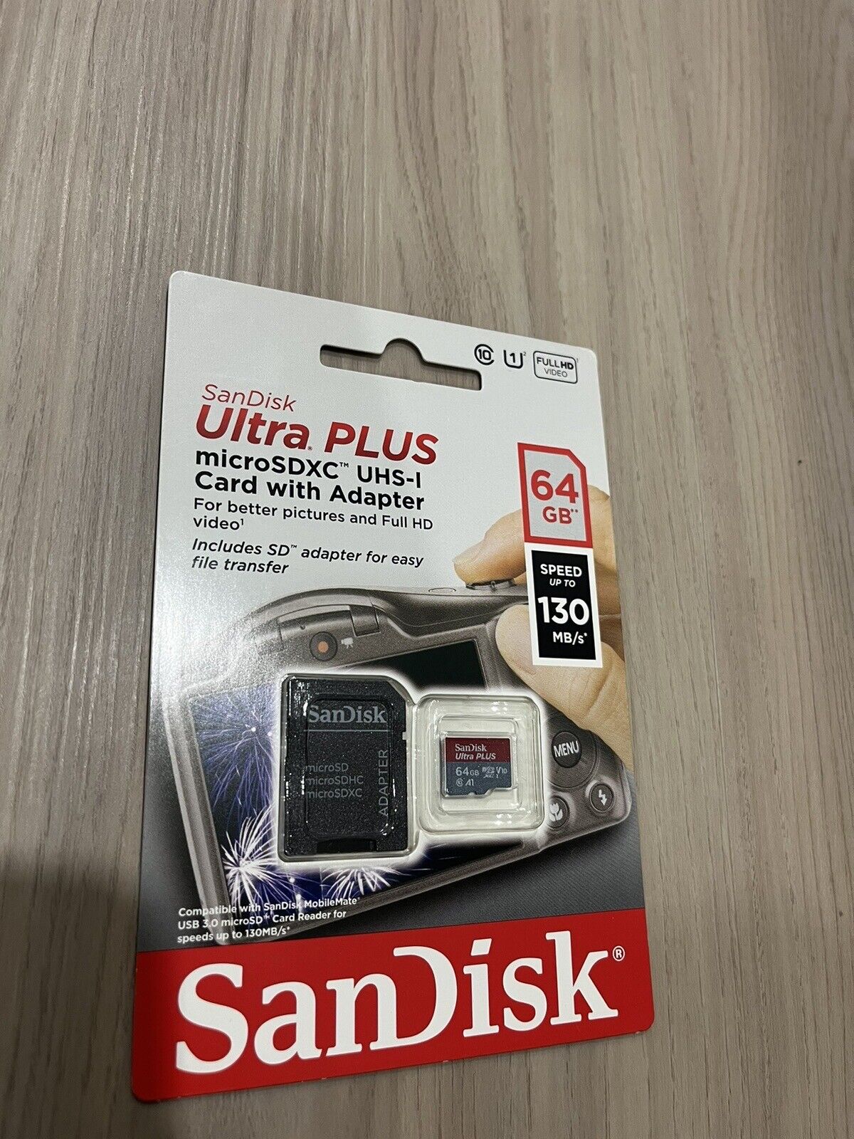 SanDisk Ultra Plus MicroSDXC UHS-I Card w/ Adapter - 64 GB Speed 130 MB/s New
