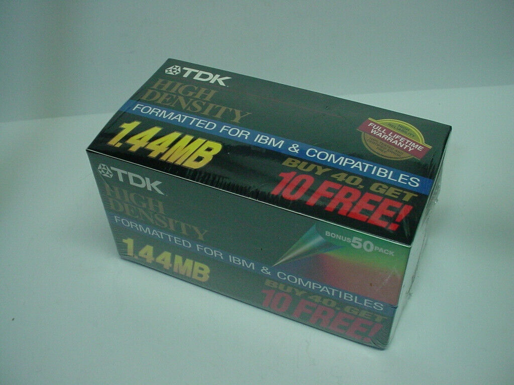 50 New MF-2HD TDK High Density 1.44MB Formatted Double Sided Floppy Disks