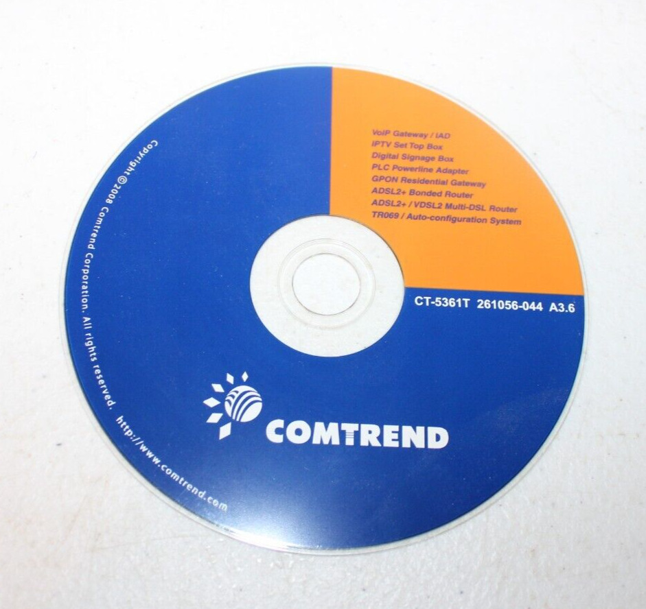 Comtrend 2008 Software DISC ONLY VoIP Gateway, IPTV Set Top Box, Router Software