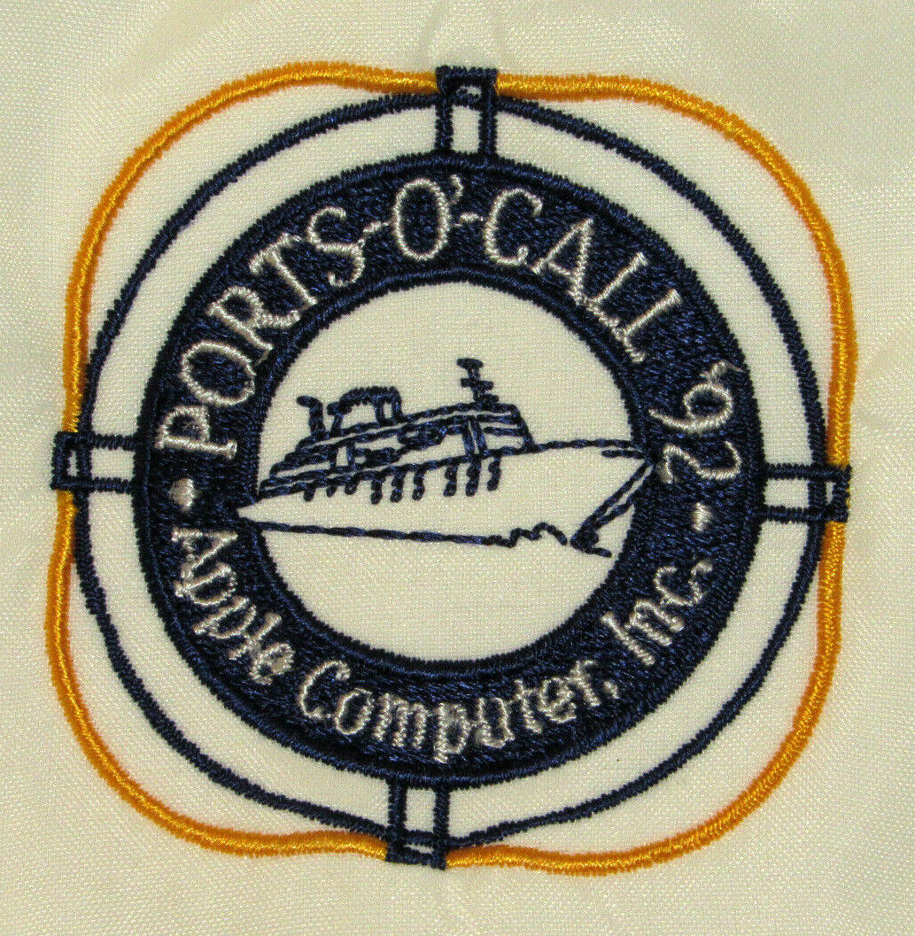 VINTAGE 1992 APPLE COMPUTER INC. PORTS-O\'-CALL EMBROIDERED WINDBREAKER JACKET L