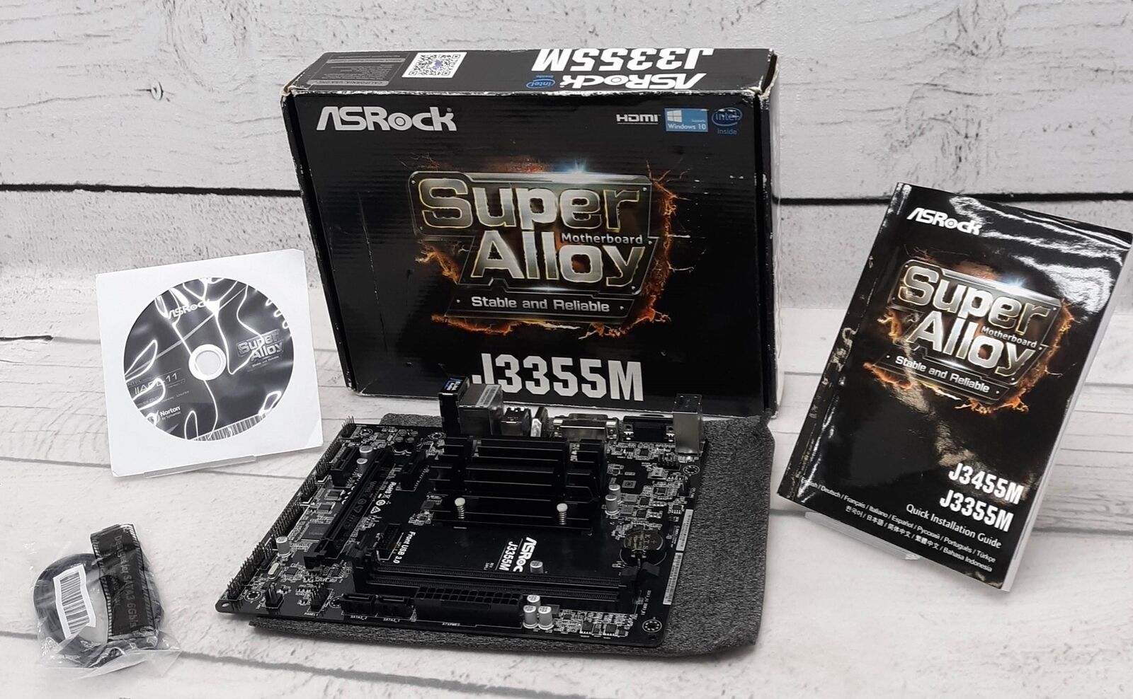 Asrock J3355M Super Alloy Motherboard w/ Accessories