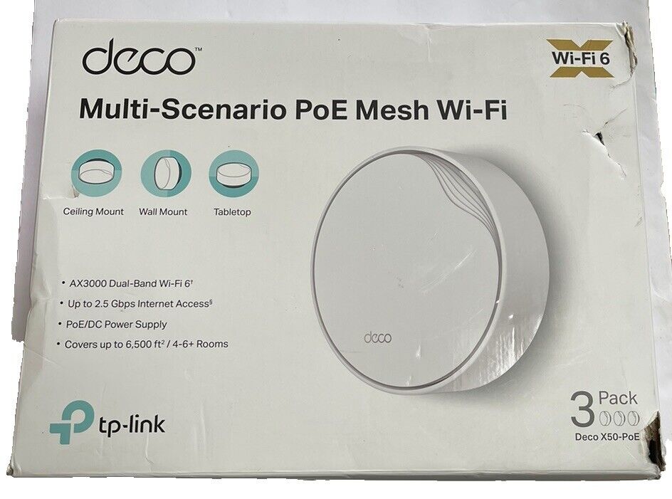 TP-Link Deco X50-PoE3-Pack Deco AX3000 PoE Mesh WiFi 3-pack DECOX50POE3PACK READ