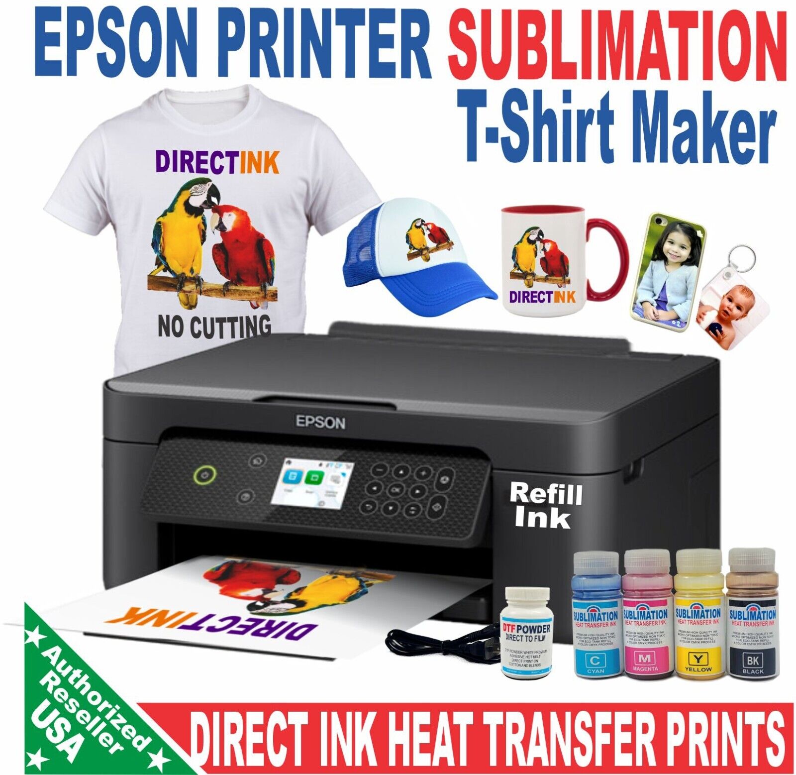 Epson Printer Sublimation ink plus Print T-Shirt Maker Starter Kit Bundle