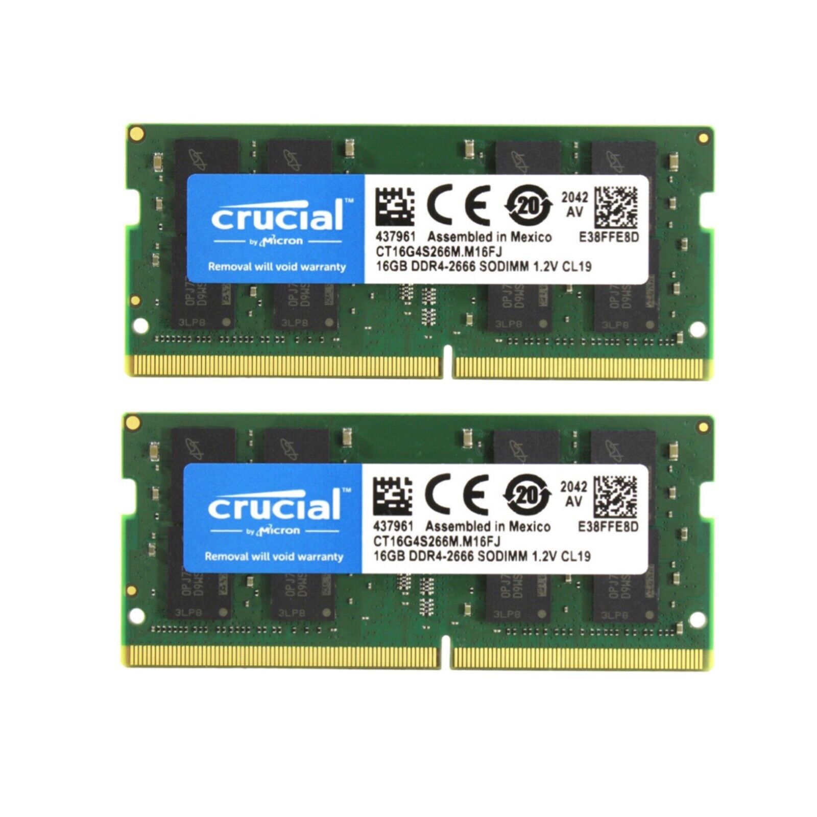 Crucial 32GB Kit (2X16GB) DDR4 2666MHz PC4-21300 260Pin Laptop SODIMM Memory Ram