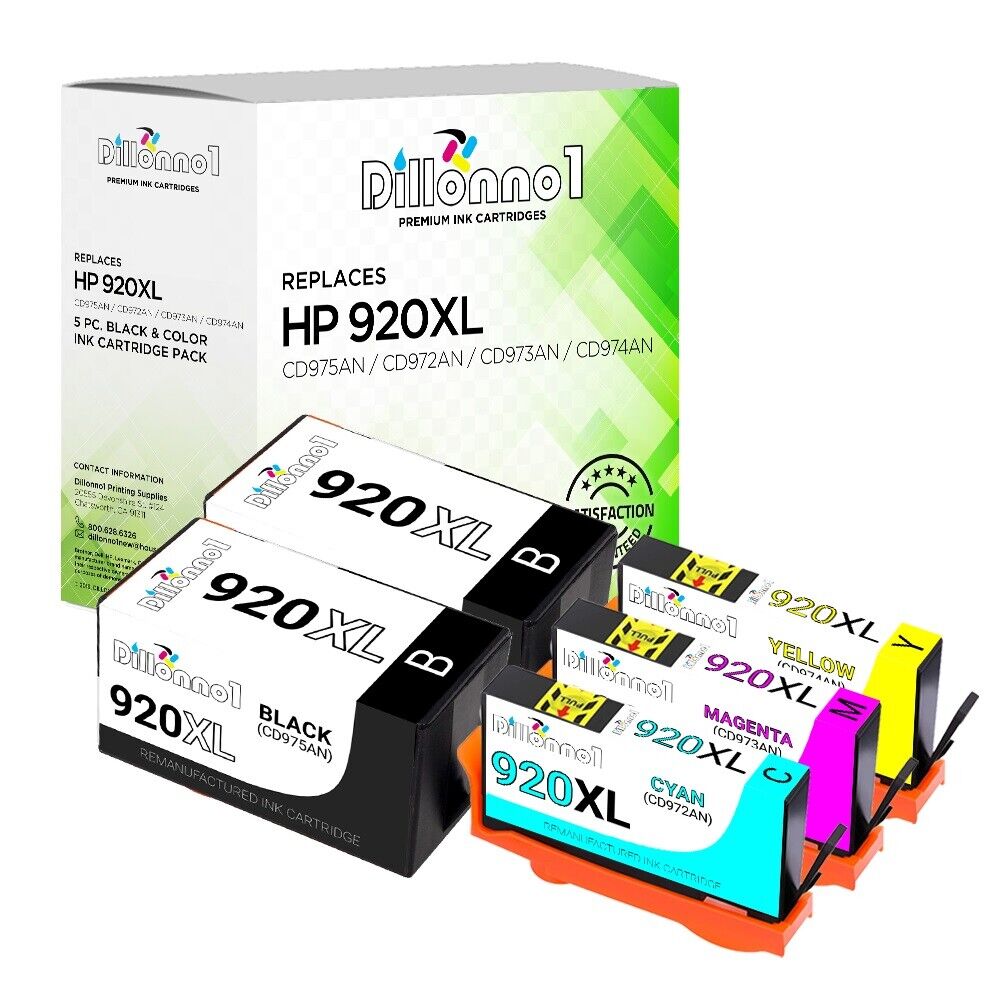 5 PACK For HP 920 XL BCMY Ink For OfficeJet 7000 7500a Printer Series