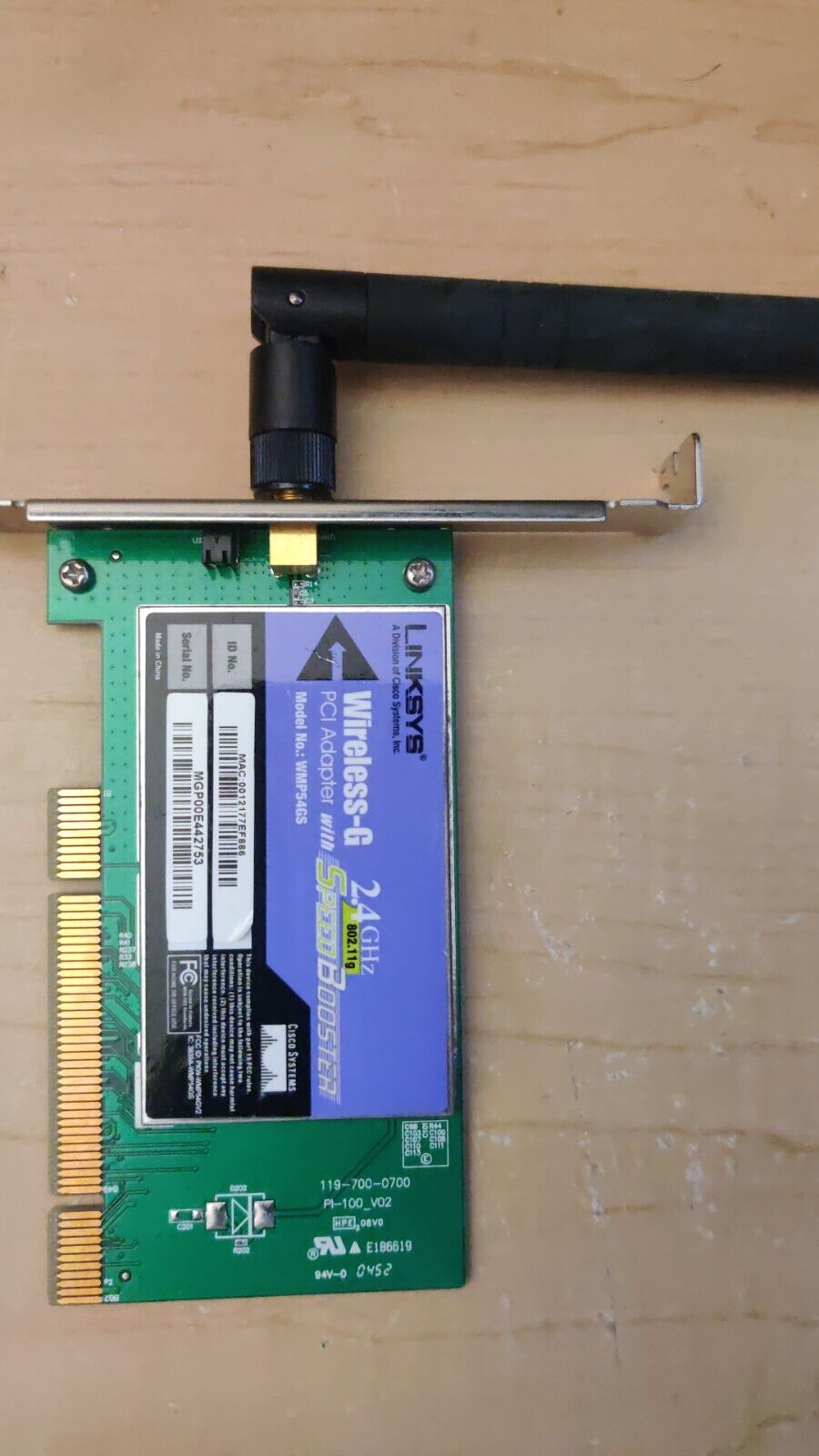 Linksys WMP54GS Cisco PCI Wireless G Card SpeedBooster with Antenna