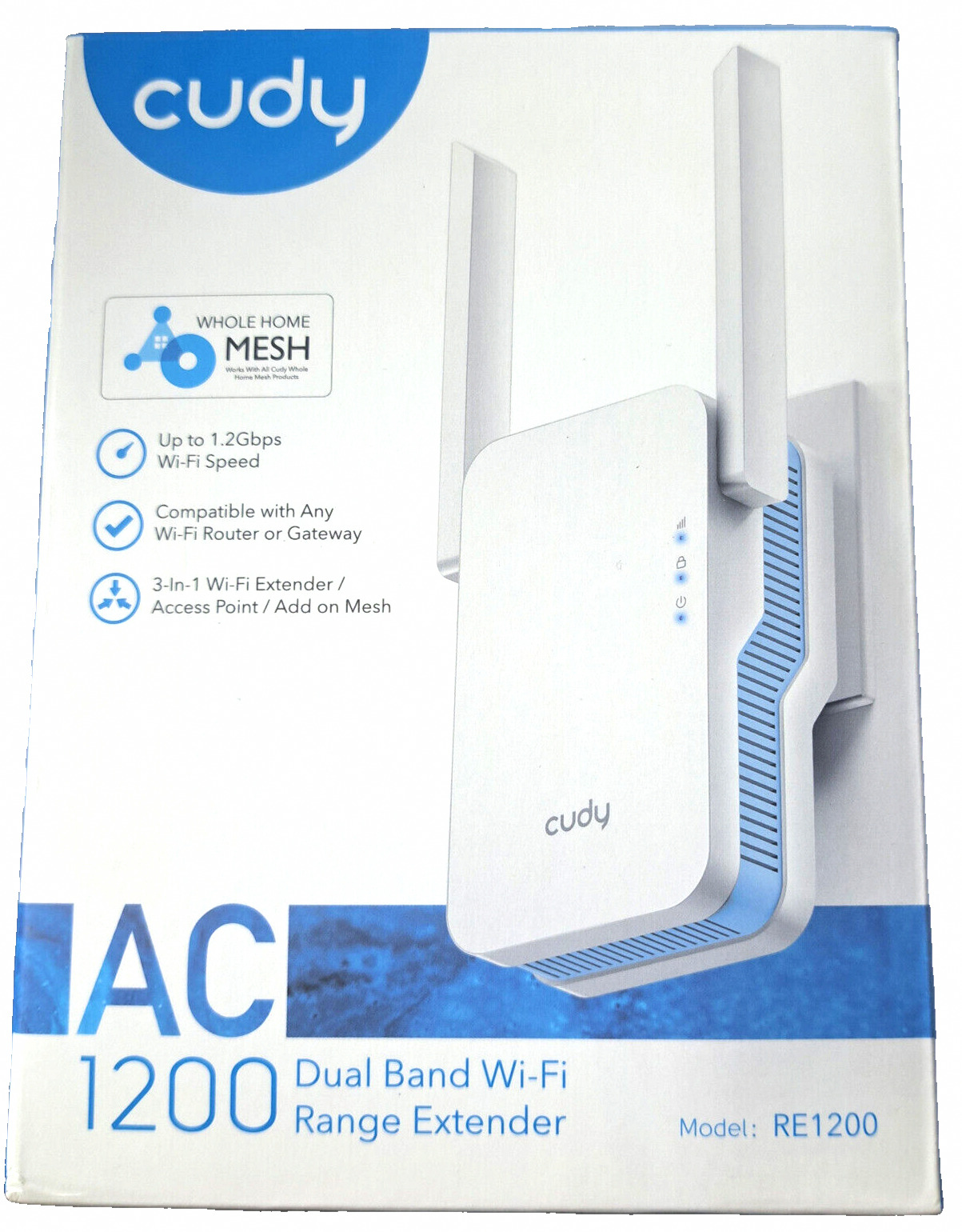 Cudy WiFi Extender AC1200 with 1.2Gbps WiFi Speeds. 30+ Devices, 5GHz & 2.4GHz