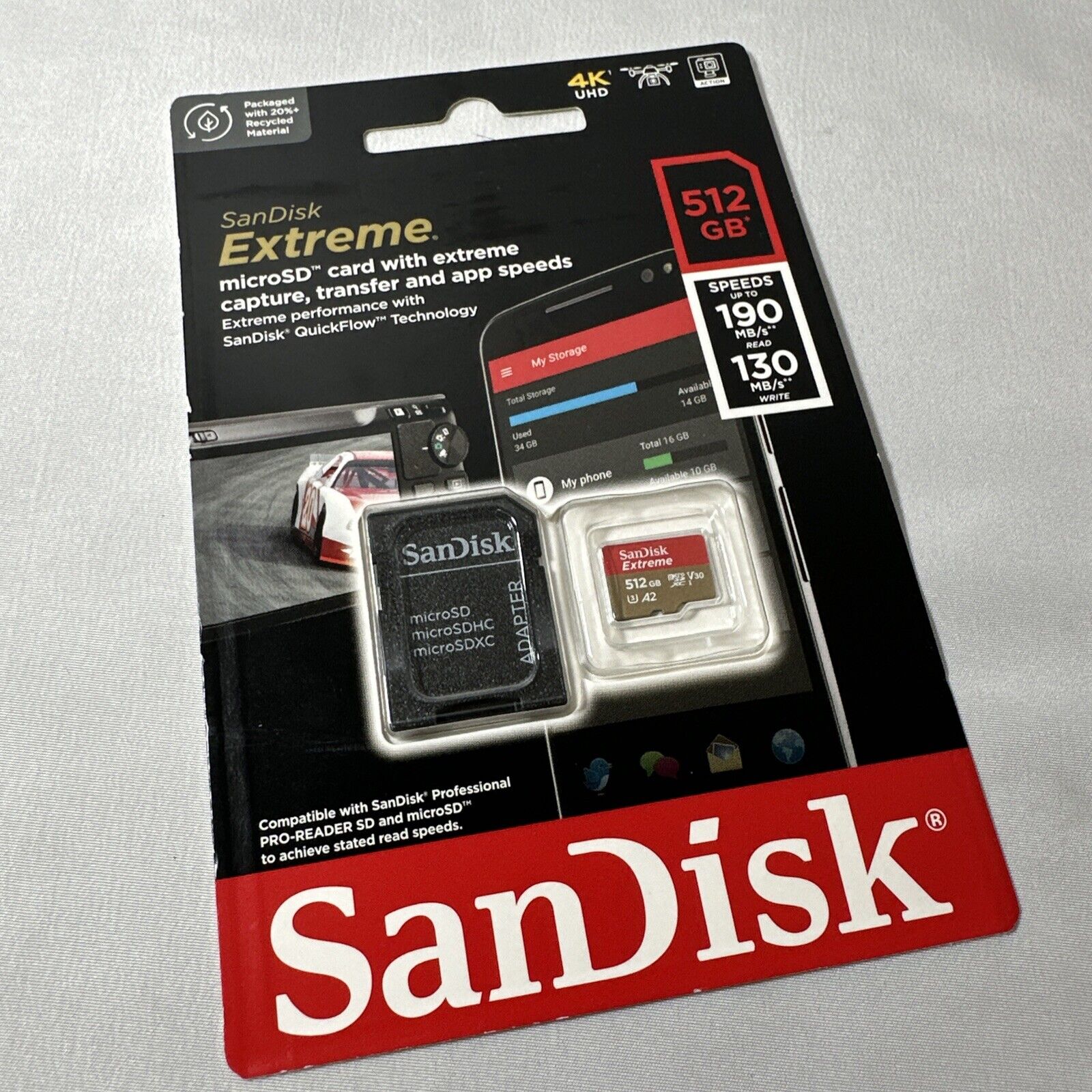 SanDisk 512GB Extreme microSDXC UHS-I Memory Card - SDSQXAV-512G-GN6MA