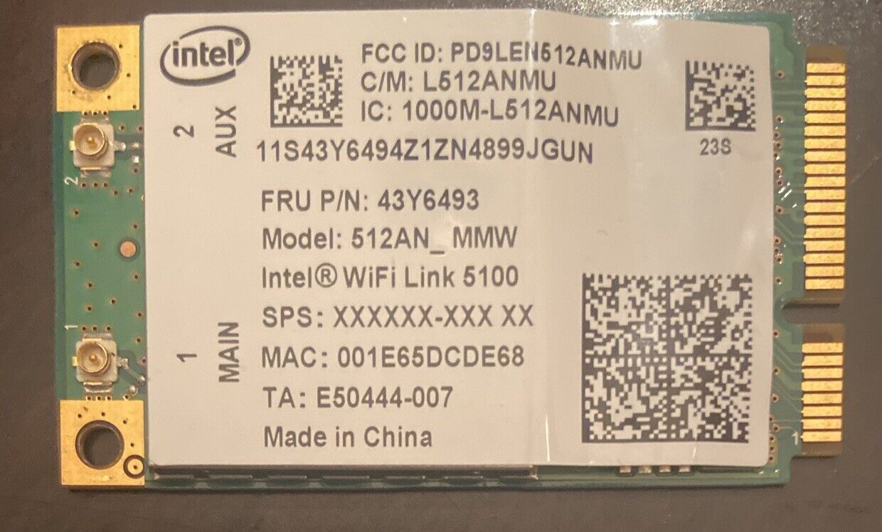 Intel WiFi Link 5100 Model 512AN_MMW