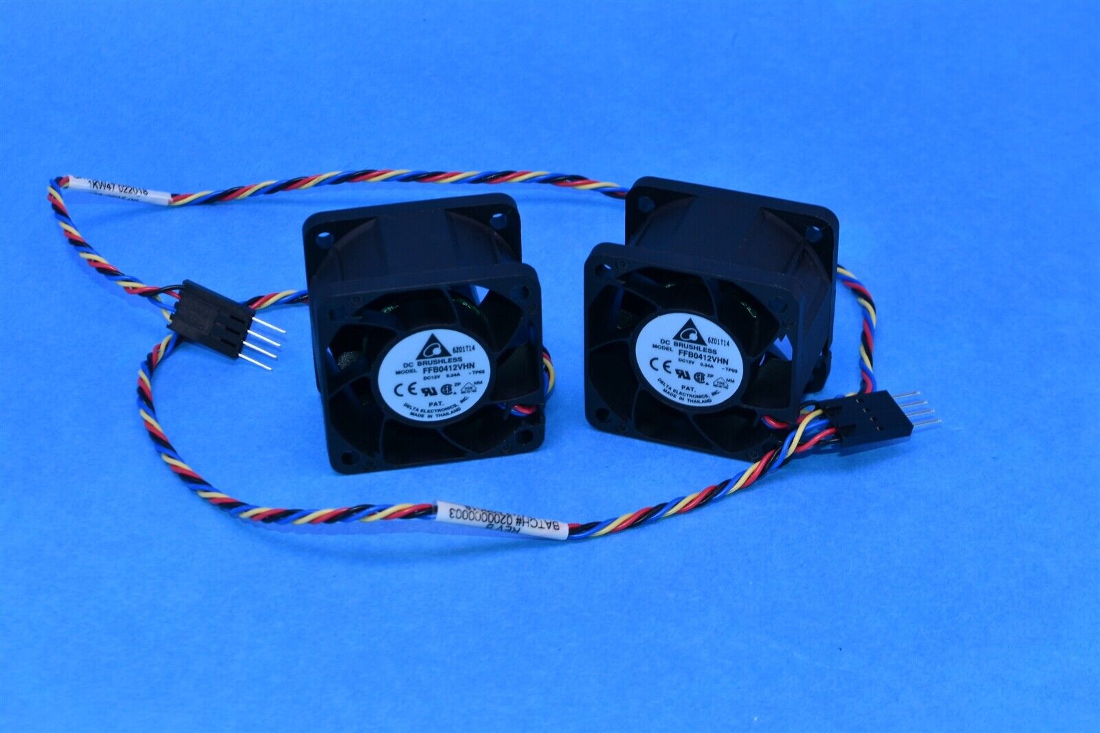 (2) Delta Electronics Fan Tub Axial 40mmX40mm 12VDC 4 Wire Leads FFB0412VHN-F00