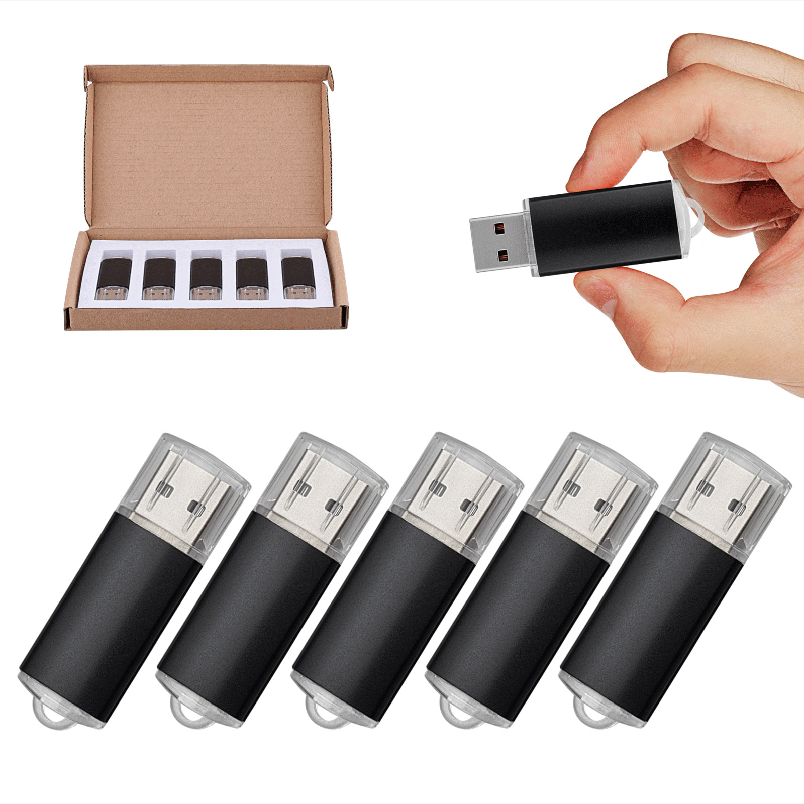 Wholesale 10/100pcs 16GB USB 2.0 Flash Drive Metal Rectangle Memory Stick U Disk