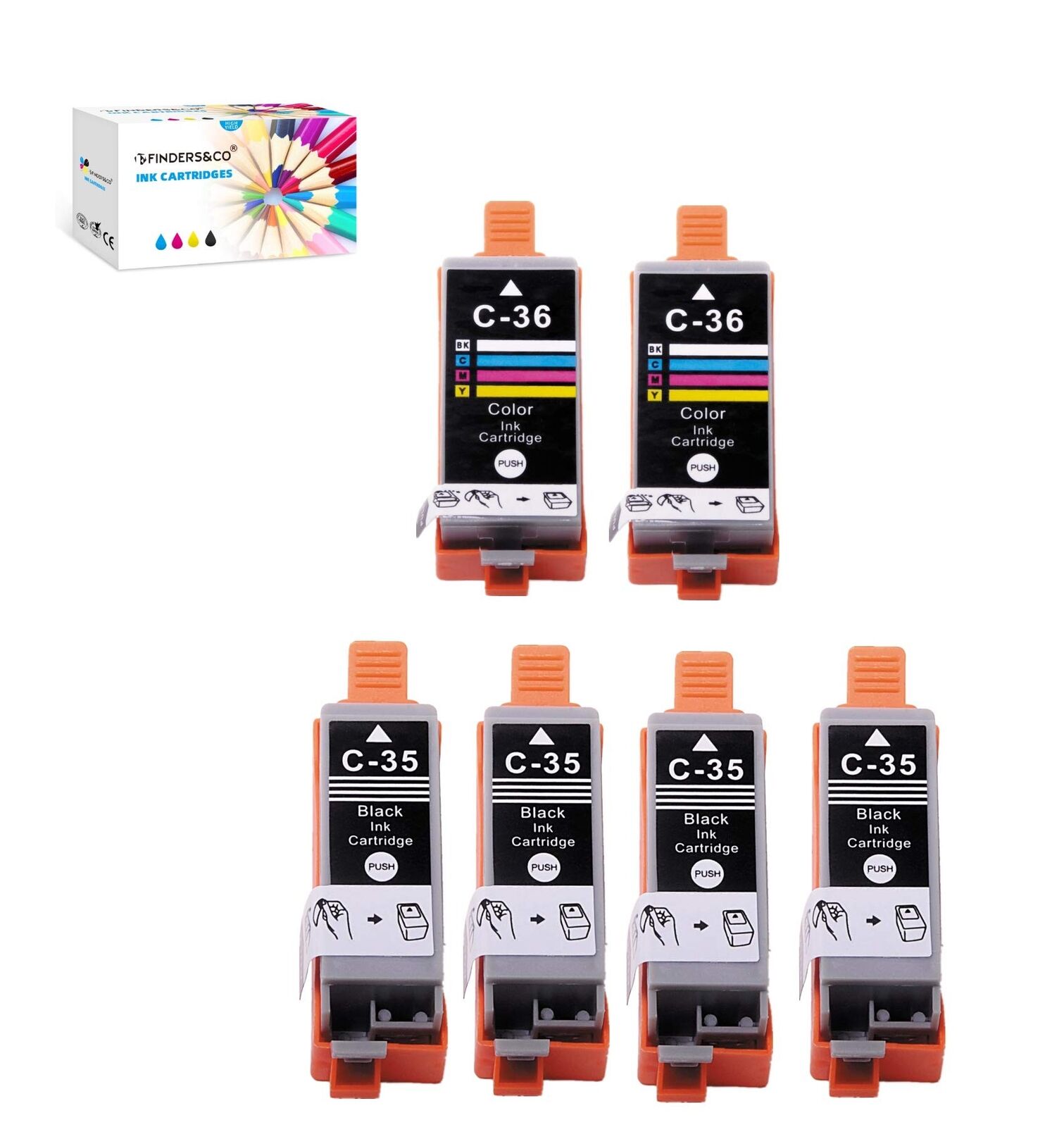 F FINDERS&CO Compatible PGI-35 CLI-36 Ink Cartridge Replacement for Canon 35 ...