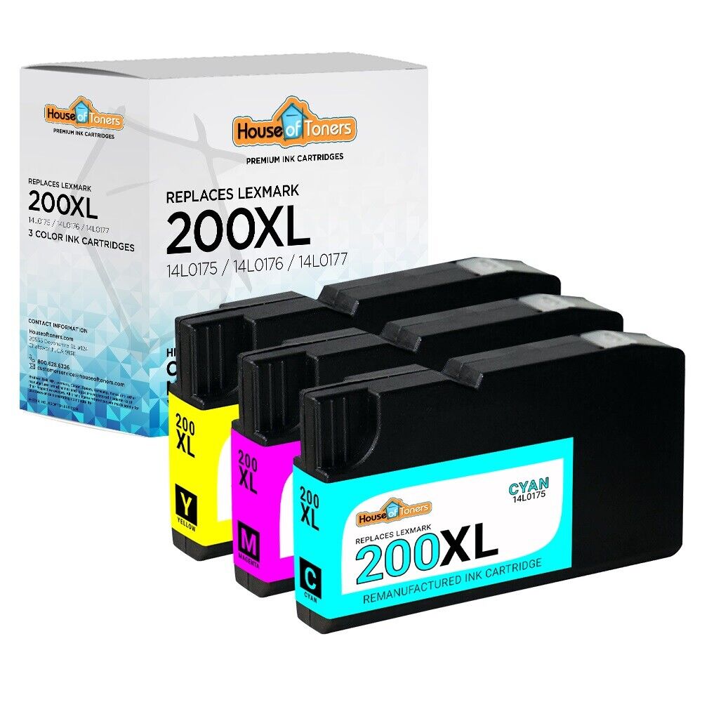 3 Pack 200 XL High Yield Ink Cartridge for Lexmark OfficeEdge Pro 4000 5500 5500
