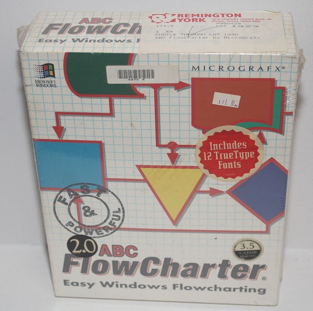 Vintage MicroGrafx ABC FlowCharter 2.0 Software NOS 3.5 Disk For PC Windows