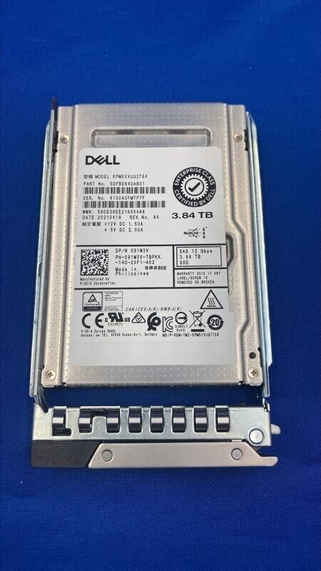 091W3V Dell 3.84TB 12Gbps SAS Mixed Use 2.5'' 512e SSD 91W3V KPM5XVUG3T84