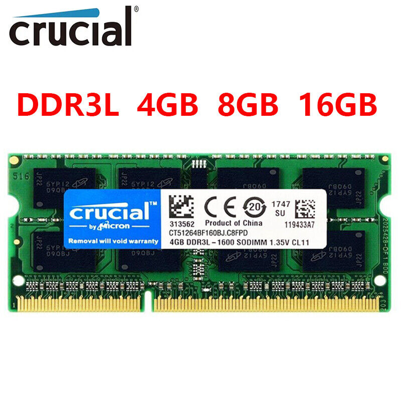 Crucial DDR3L 4GB 8GB 16GB 1066 1333 1600MHz Laptop Memory SODIMM 204Pin