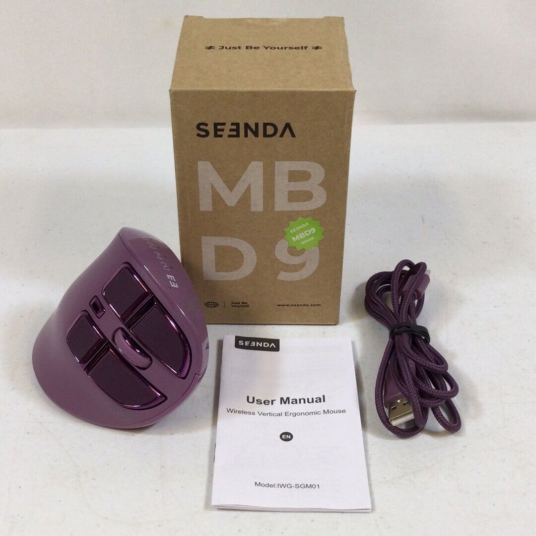 Seenda IWG-SGM01 Purple Bluetooth Wireless Vertical Ergonomic Mouse With Manual
