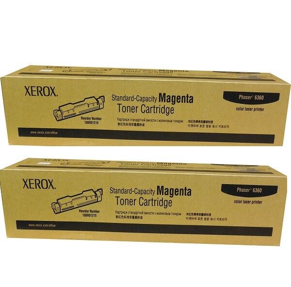 x2 NEW Genuine OEM Factory Sealed Xerox 106R01215 Magenta Toners 6360 