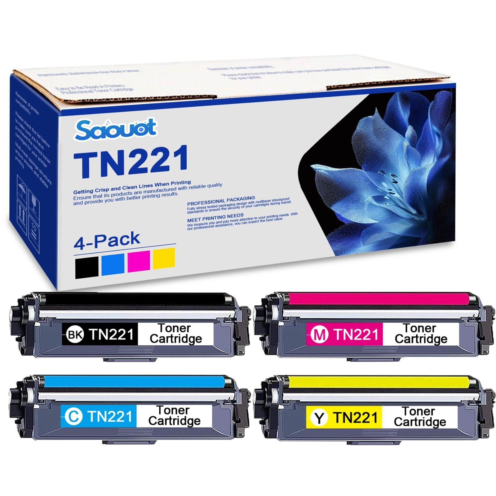 TN221 Toner Cartridges Replacement for Brother MFC-9130CW HL-3170CDW HL-3140CW