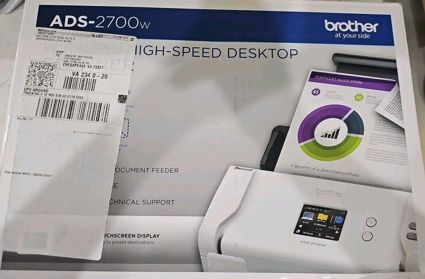 Brother ADS2700W Wireles High-Speed Document Scanner