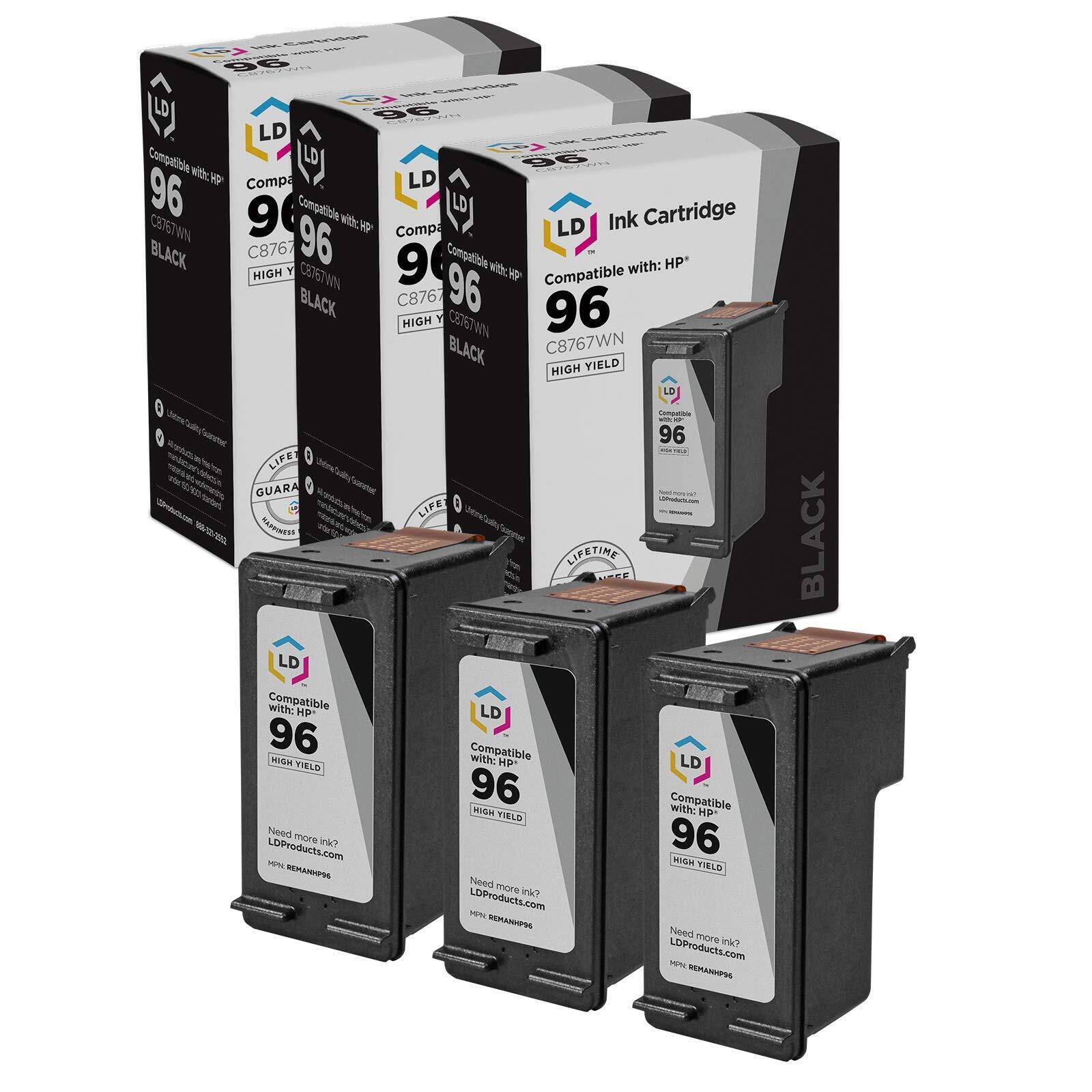 3PK LD Black Ink Cartridge for HP 96 High Yield  Deskjet Photosmart Series