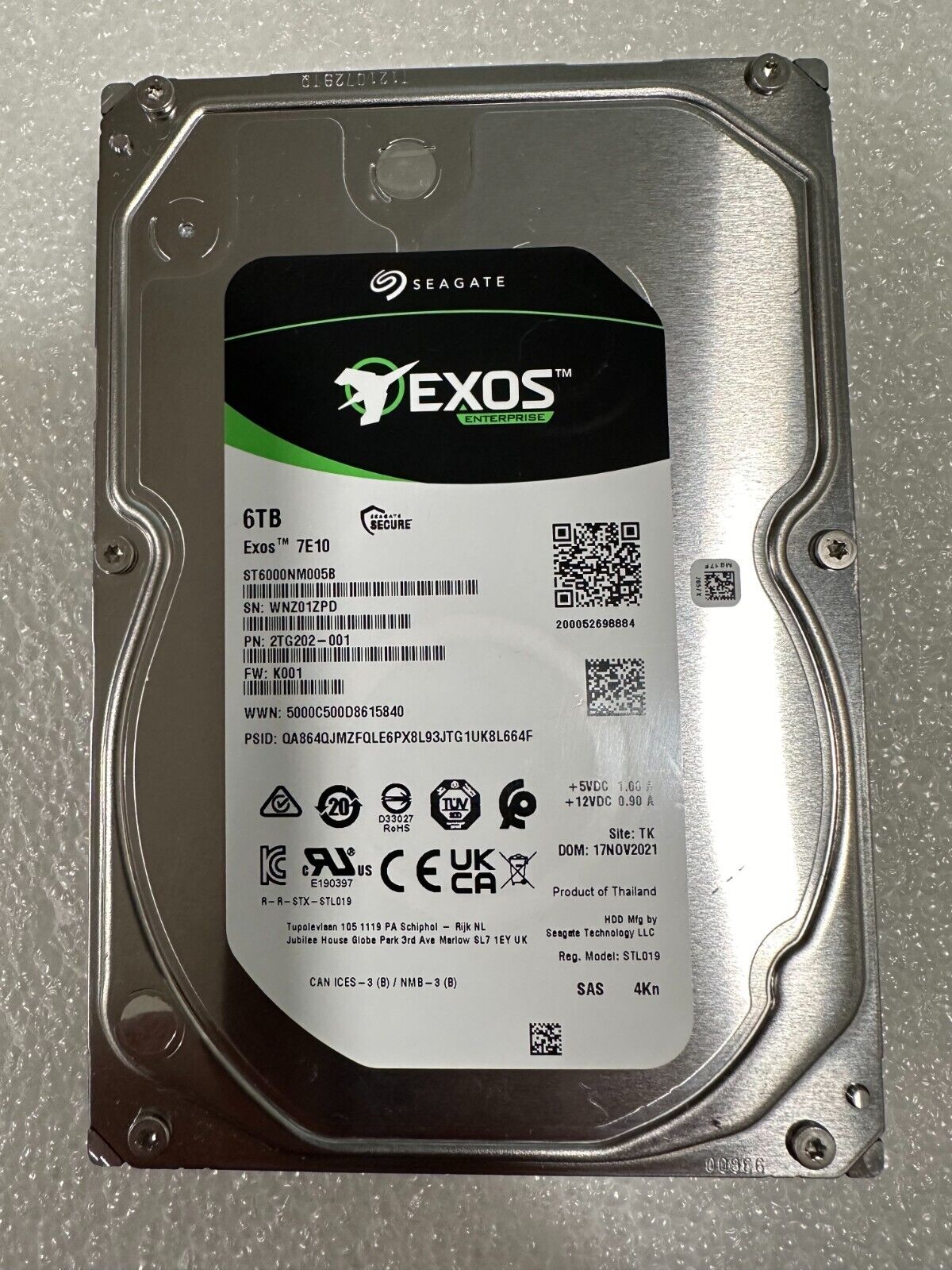 Seagate Exos 7E10 ST6000NM005B 6TB 4Kn SAS 12GB/s, 7.2K SAS HDD