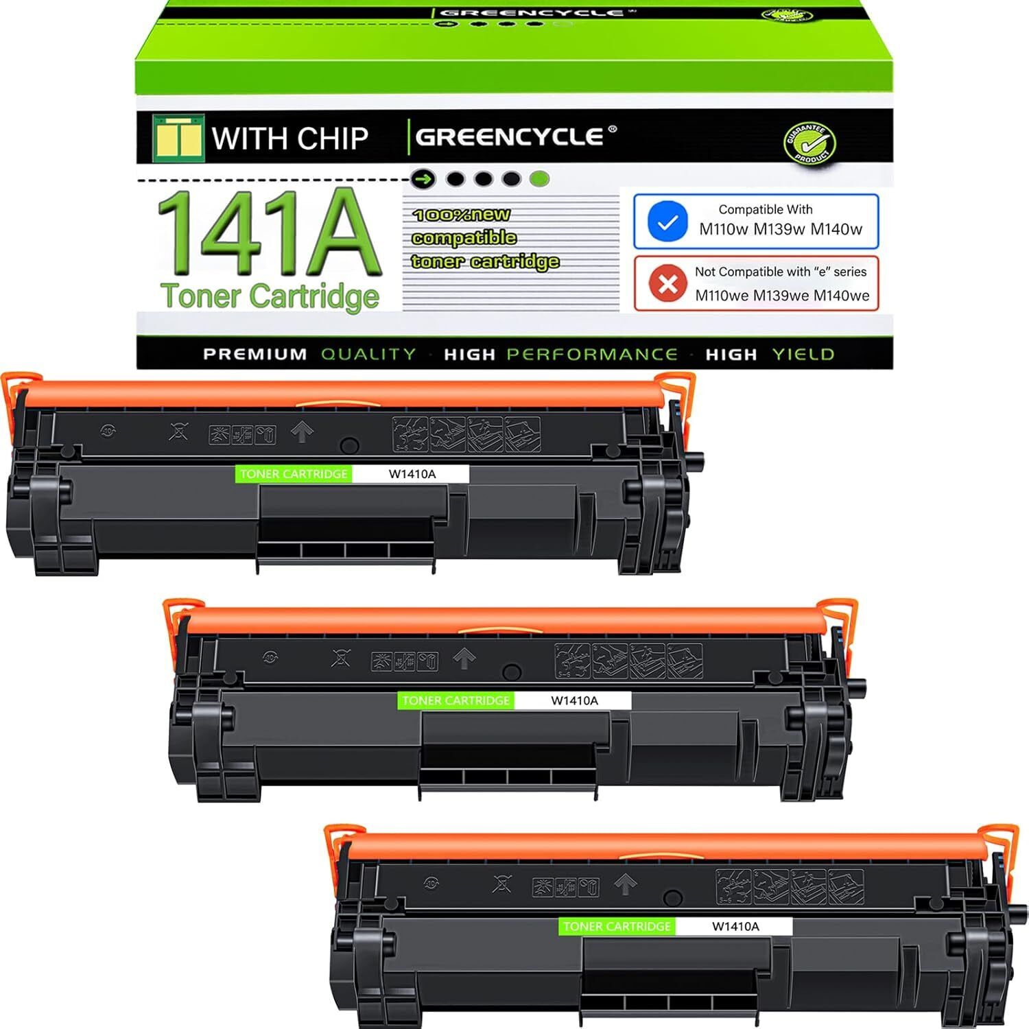3PK 141A Replacement Toner Cartridges for HP M110w M139w M140w Black,~950Pages