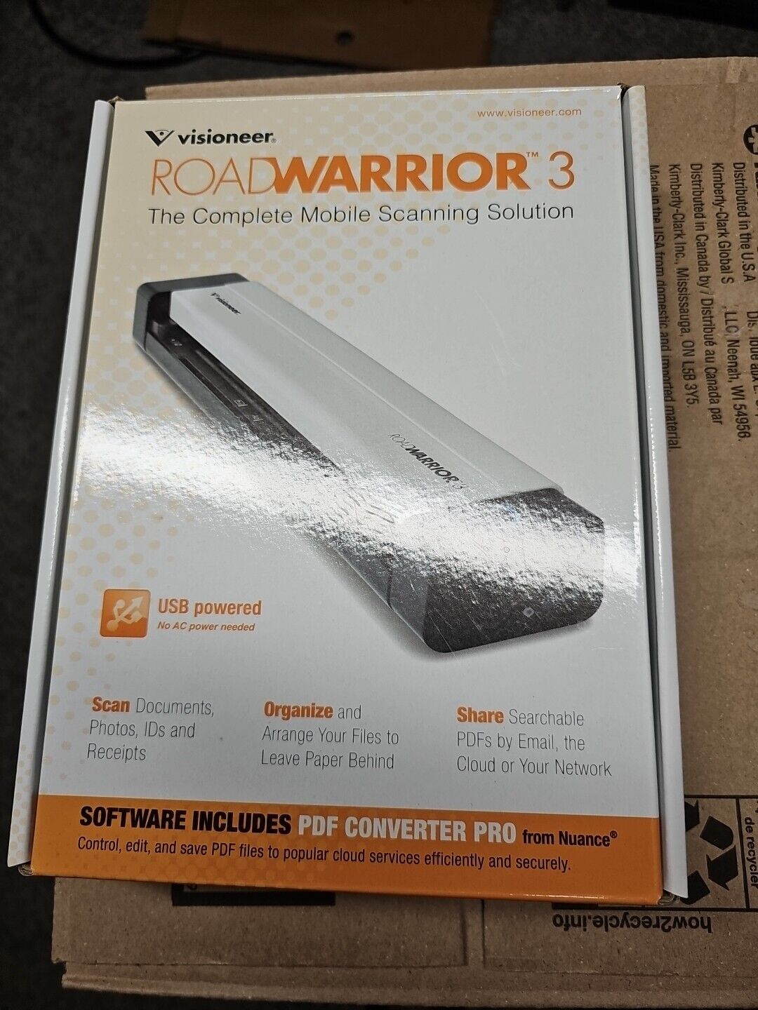 Visioneer RoadWarrior 3 USB-2 Mobile Color Scanner (White) Portable RW3-WU NEW