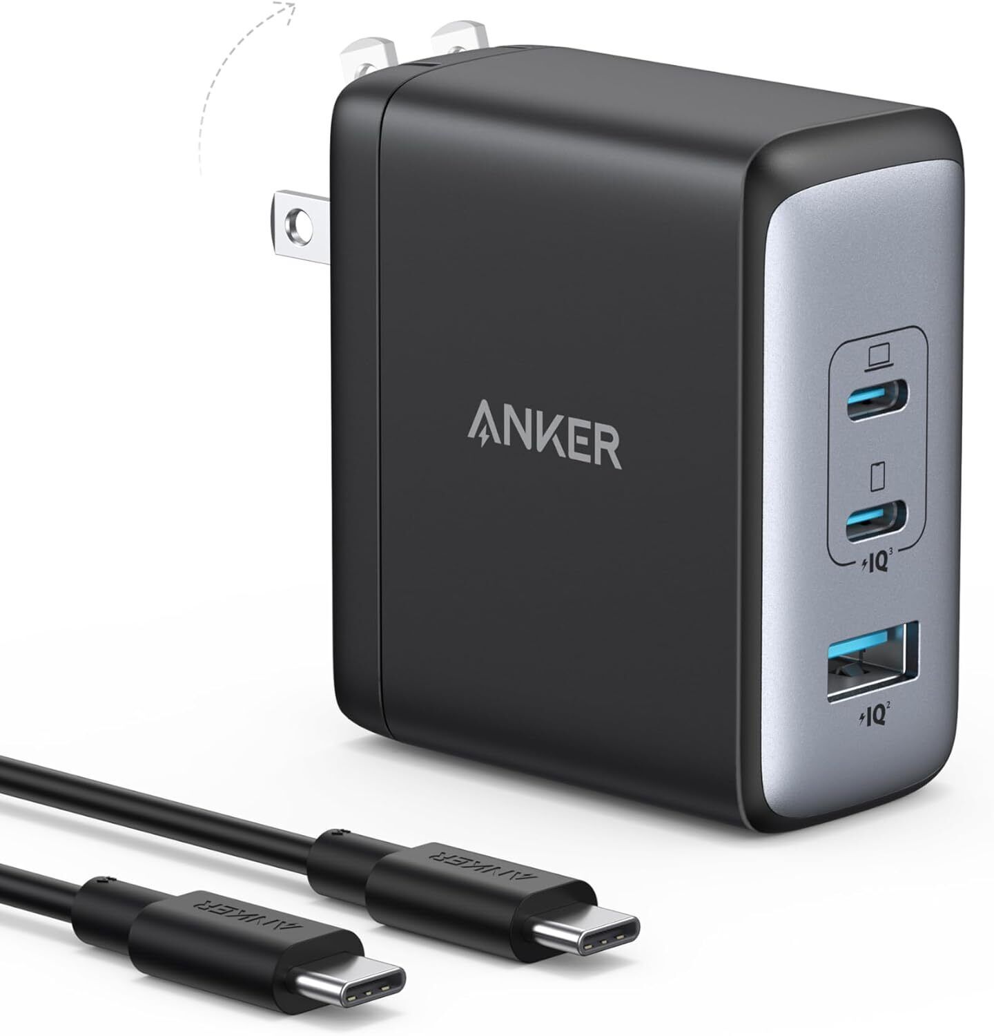 Anker Nano II 100W USB C Wall Charger 3-Port Adapter for MacBook/iPhone/Samsung